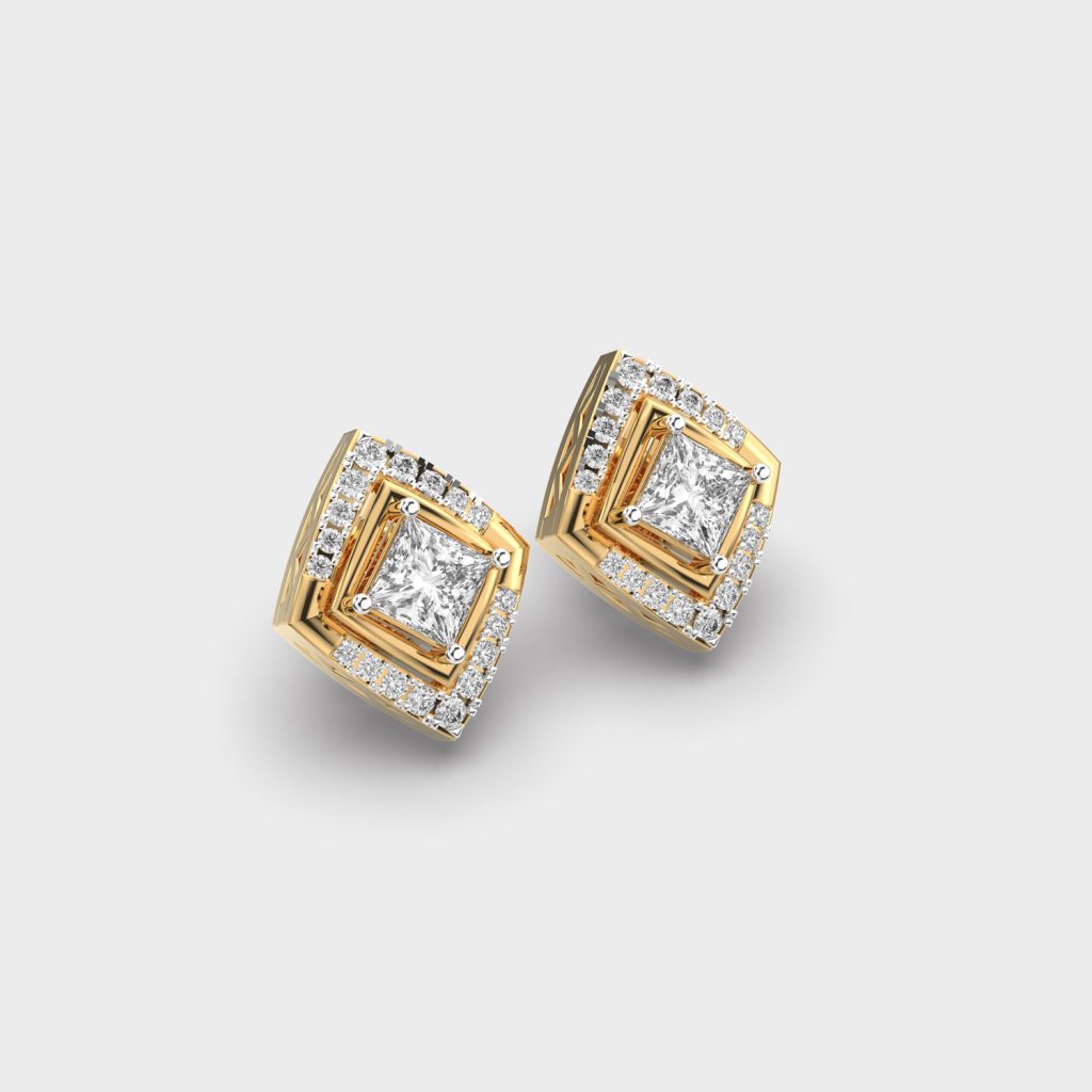 Sparkling Barfi Diamond Studs Jewelbox