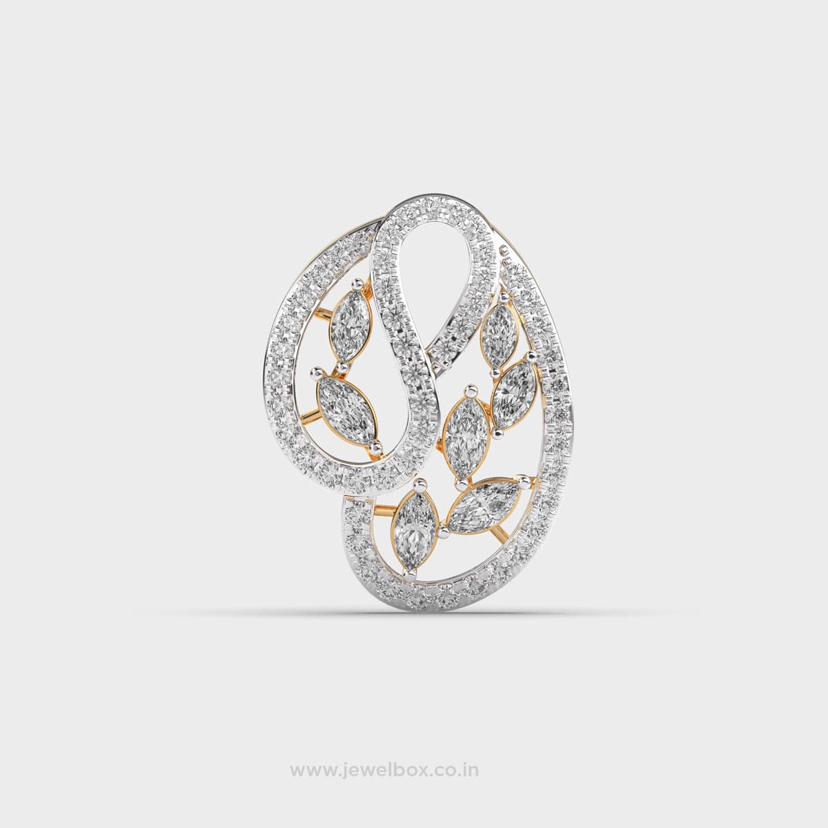 Glimmering Leaf Marquise Diamond Pendant (Without Chain)