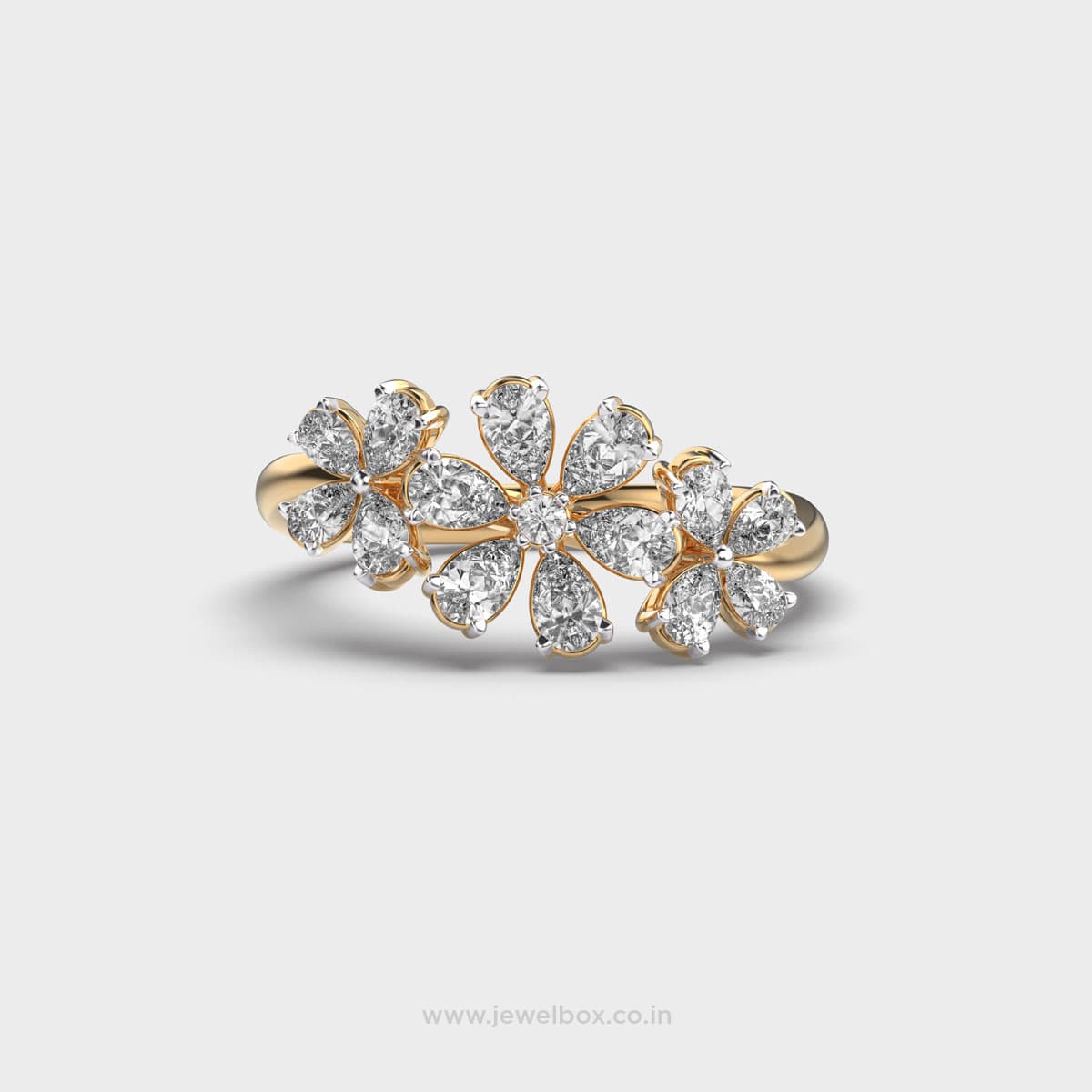 Triple Bloom Floral Diamond Ring