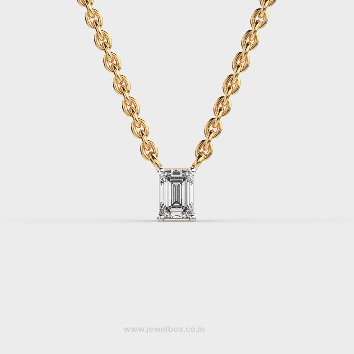Classic Emerald Cut Diamond Pendant (With Chain)