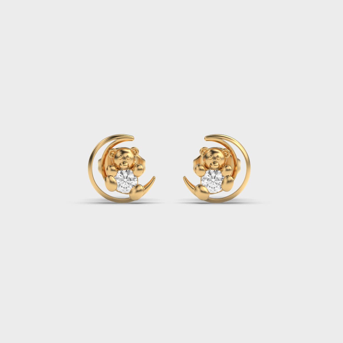Cluster Half Moon Diamond Studs For Kids