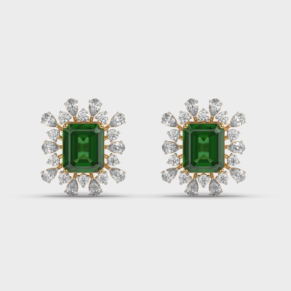 Green Crown Jewel Diamond Ear Studs