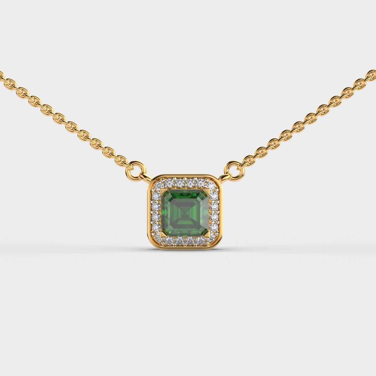 Grace Of Monaco Green Stone Diamond Pendant (With Chain)