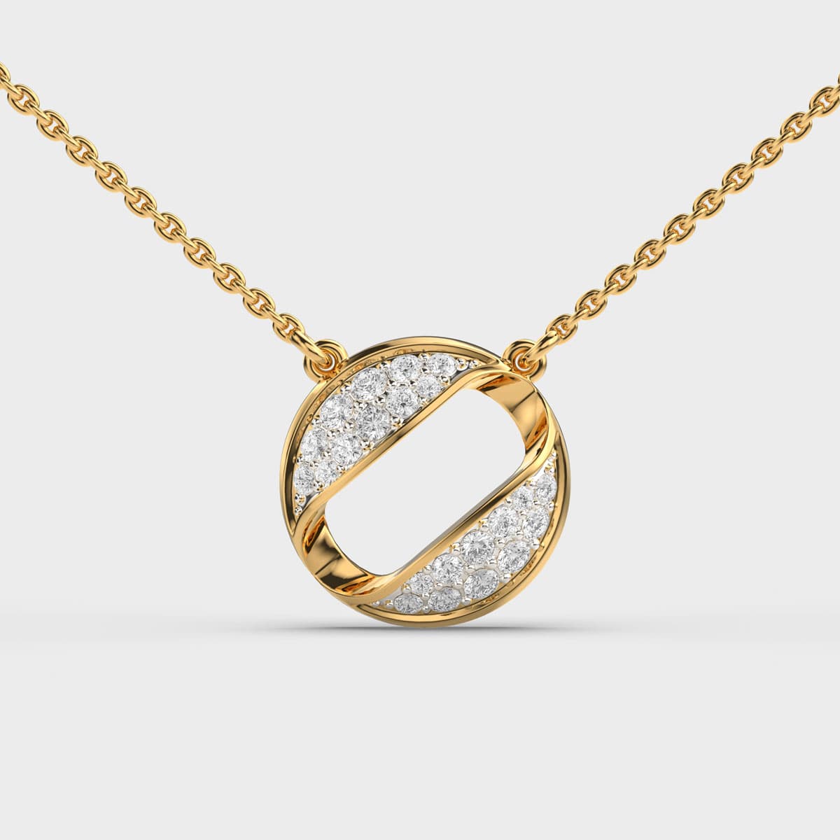 Geometric Round Hollow Diamond Pendant (With Chain)