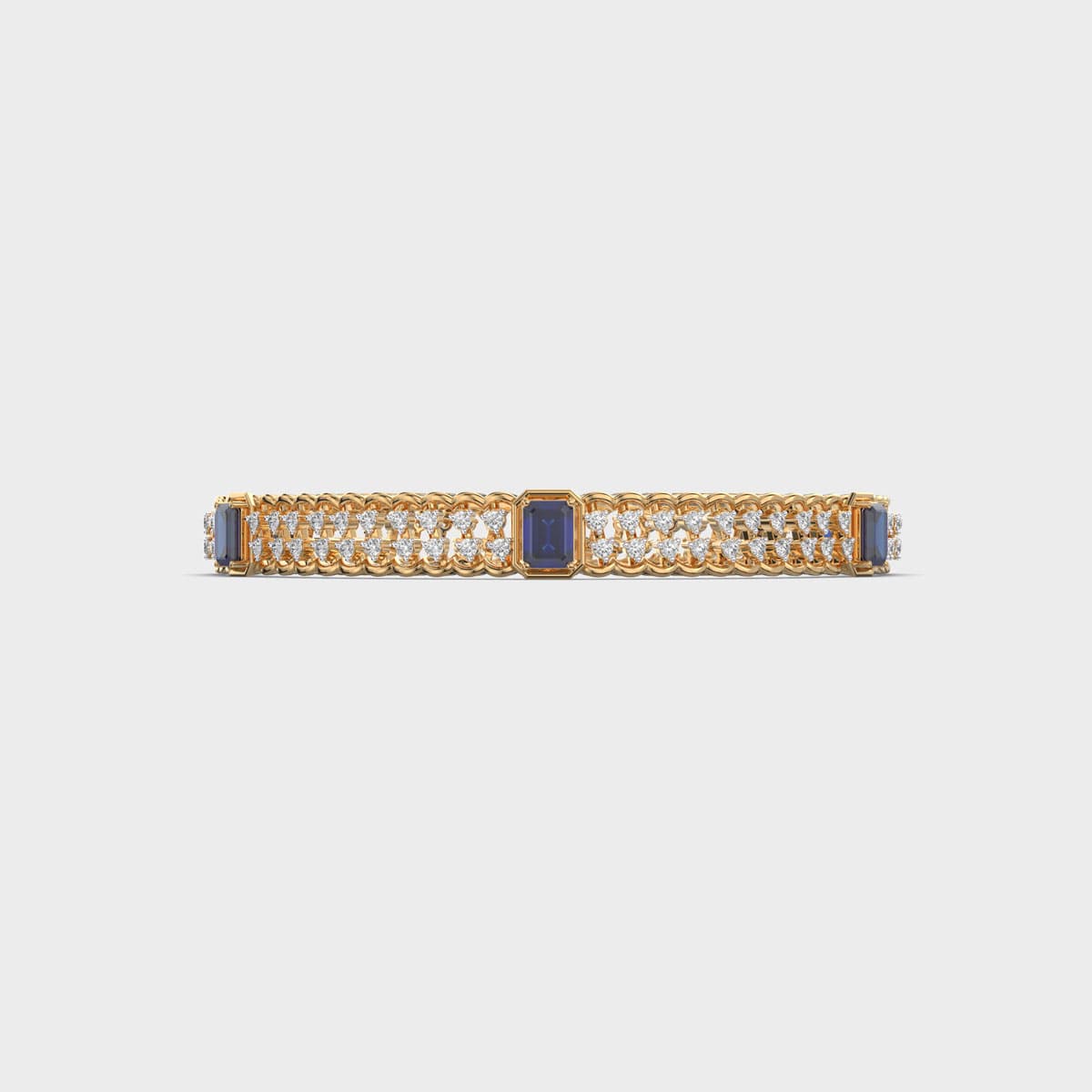 Diamond Kankan Bangle with Blue Stones