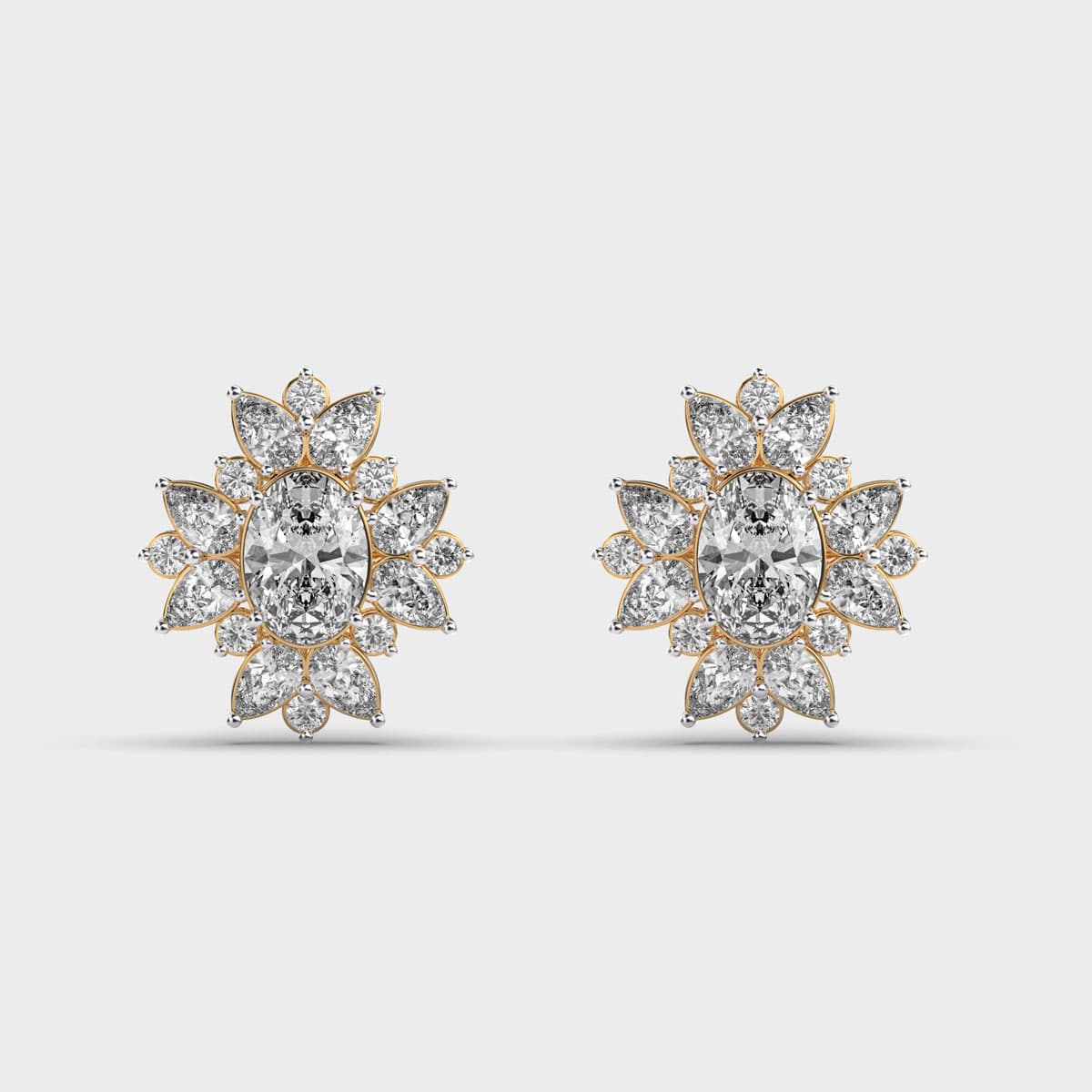 Fleur De Lis Cross Diamond Ear Studs