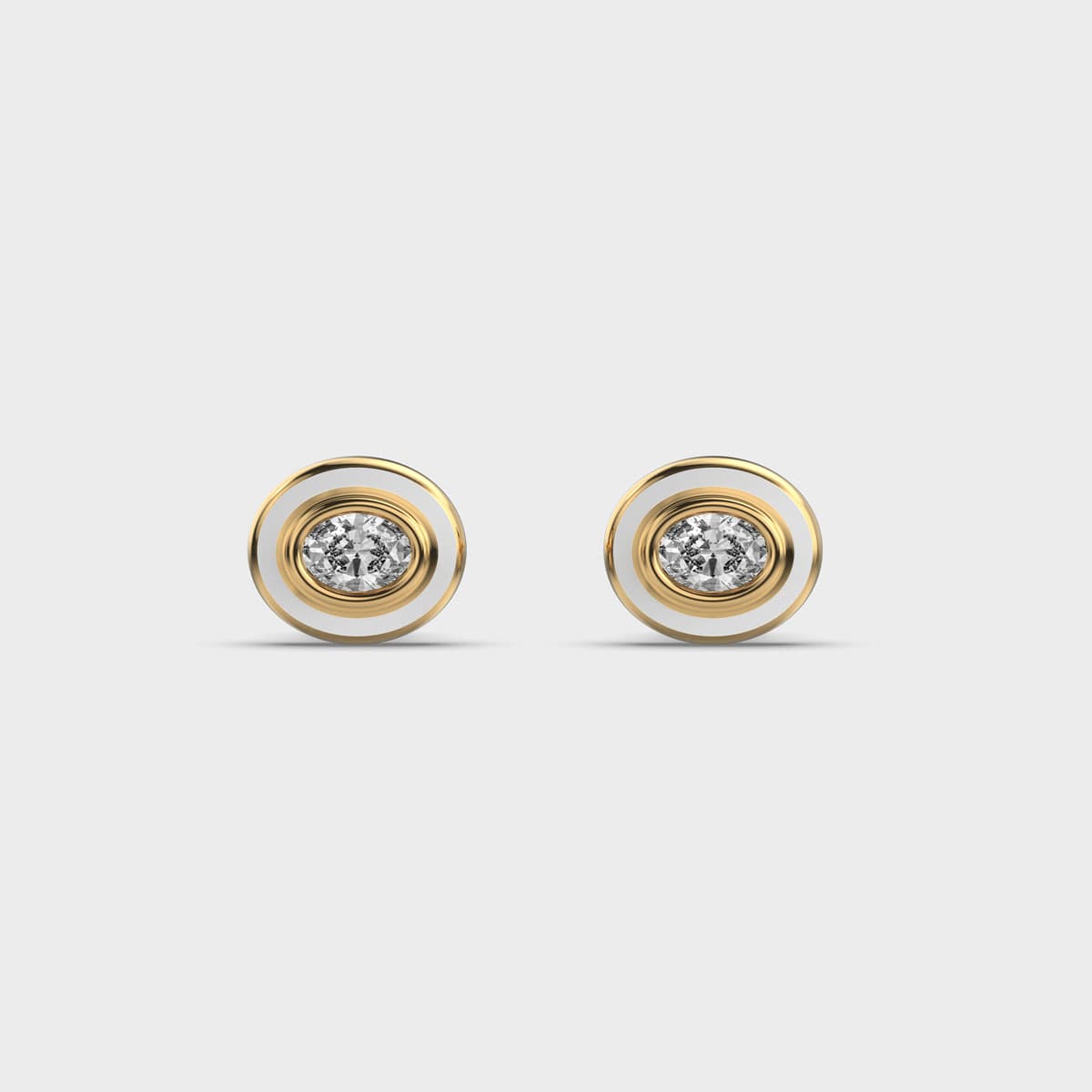 Oval Occulus Diamond Ear Studs