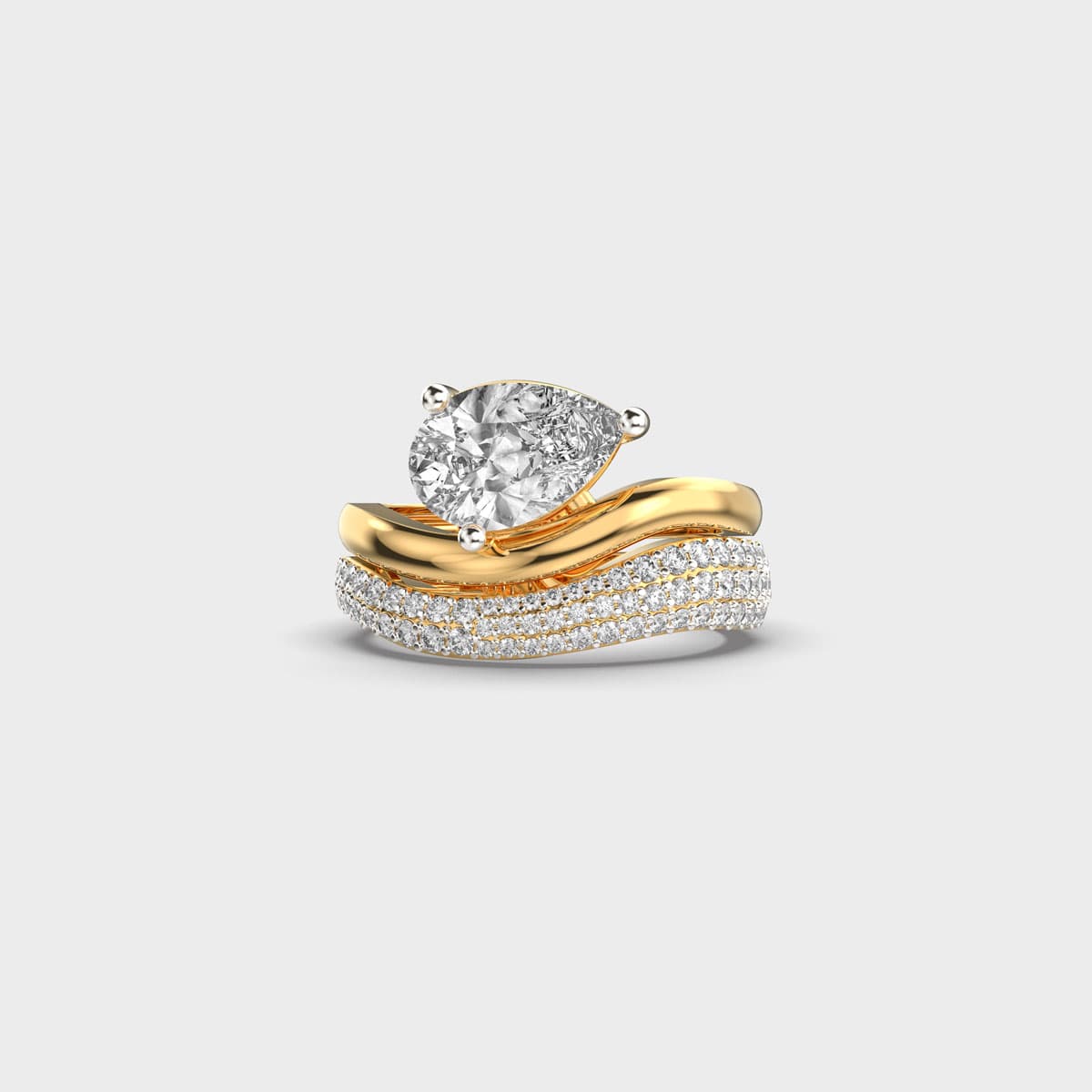 Elegant Pear Wave Diamond Ring