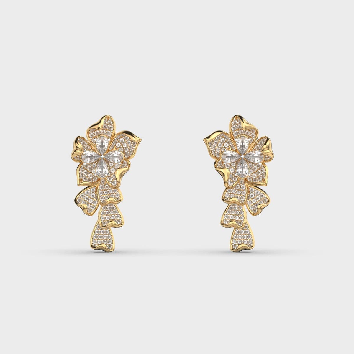 Festive Ribbon Flower Diamond Earrings