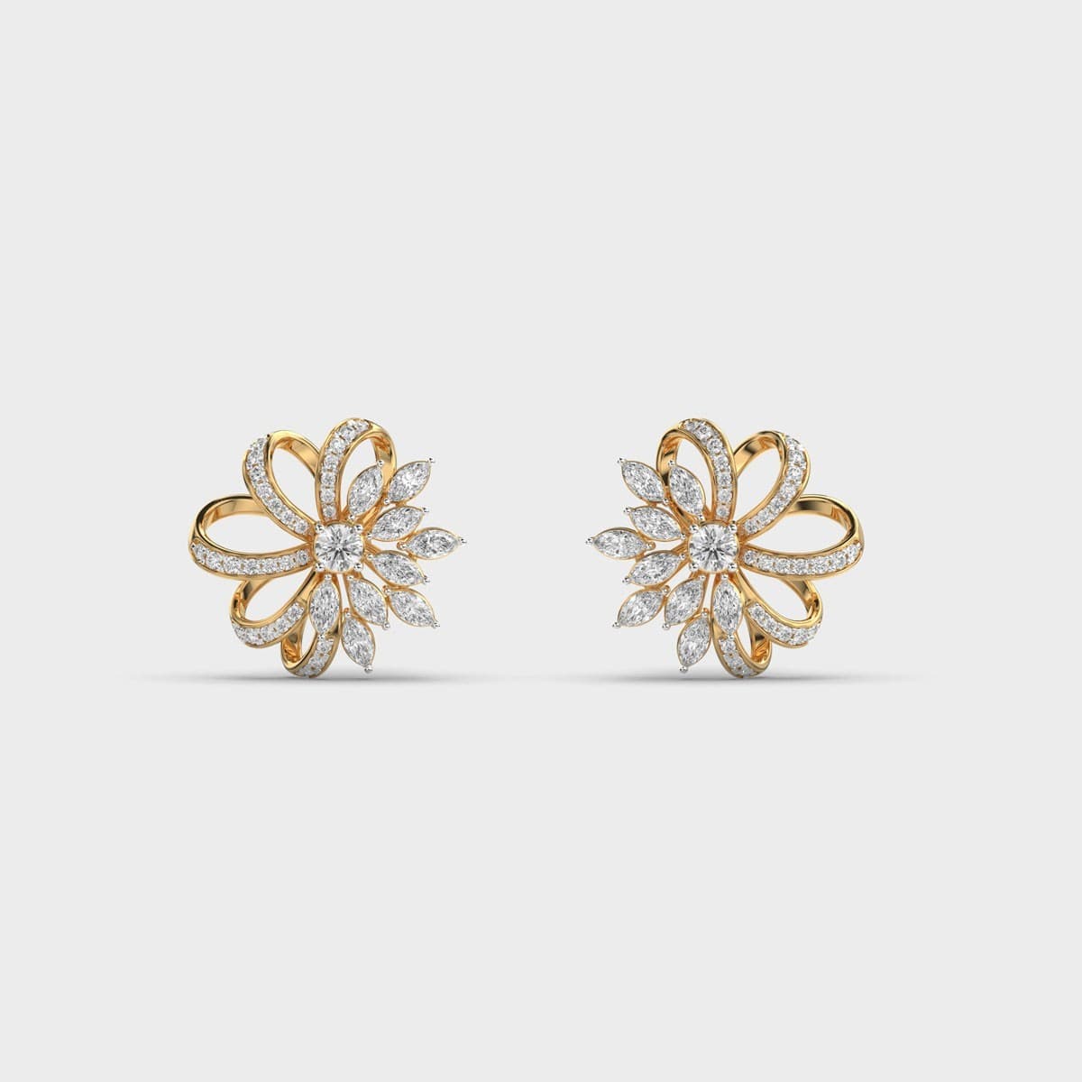 Spring Flower Bow Diamond Ear Studs