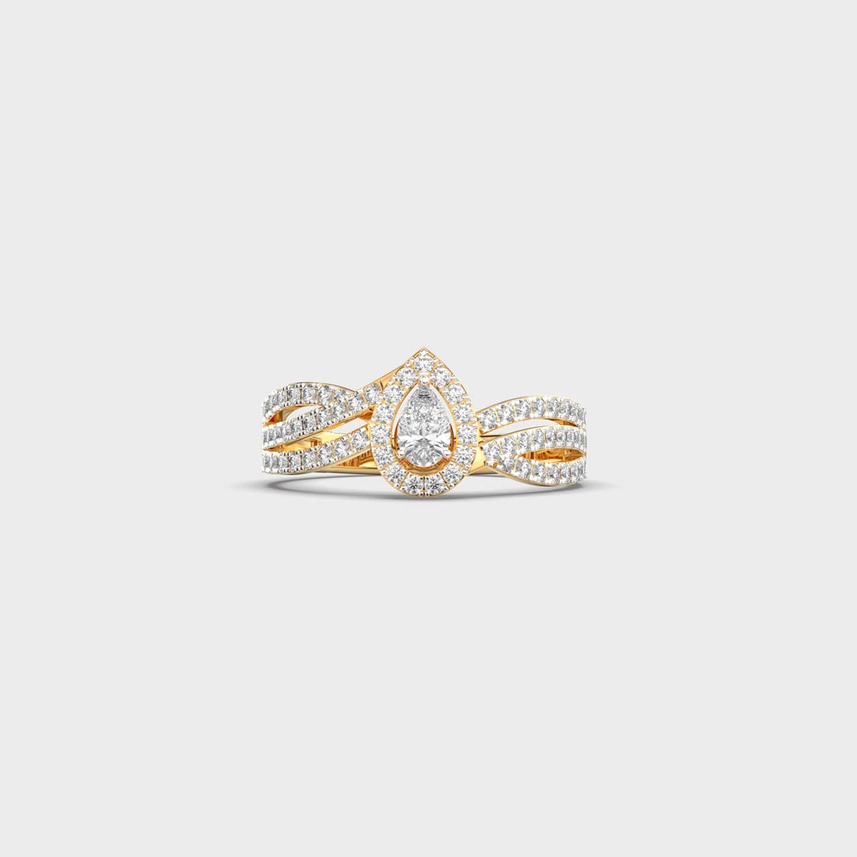 Pear Halo Twist Band Diamond Ring