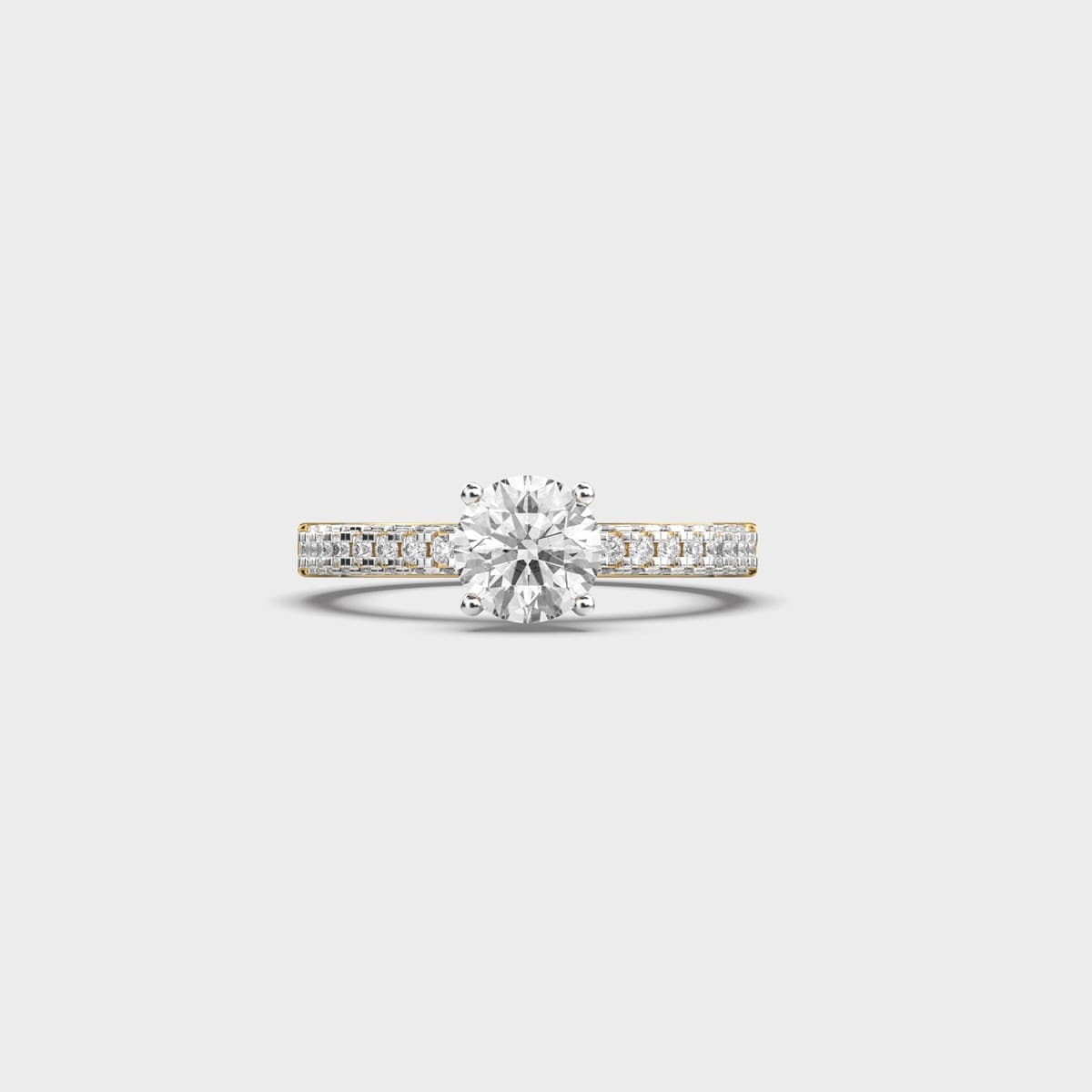 Pavé Shoulder Solitaire Diamond Ring
