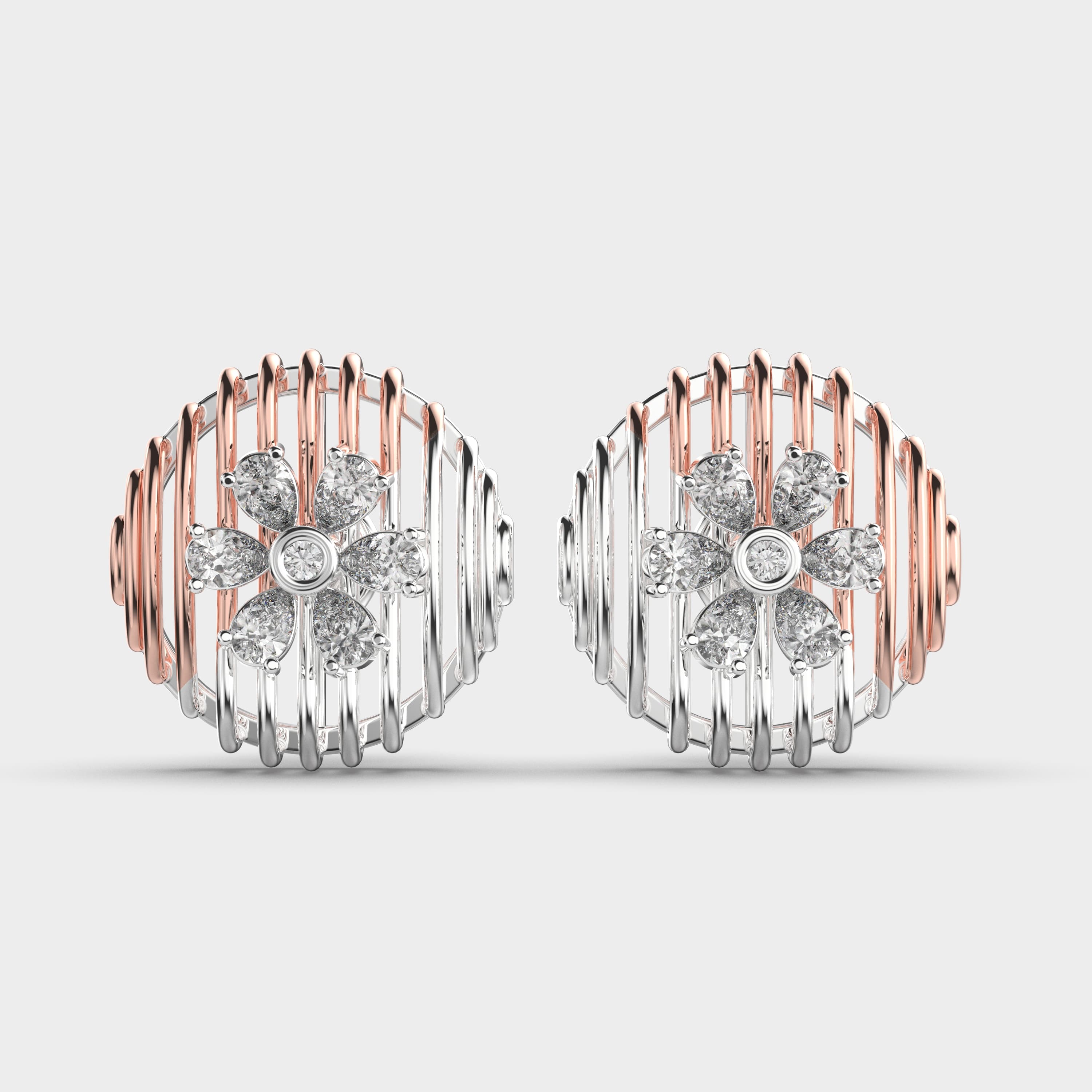 Round Floral Whisper Diamond Earrings