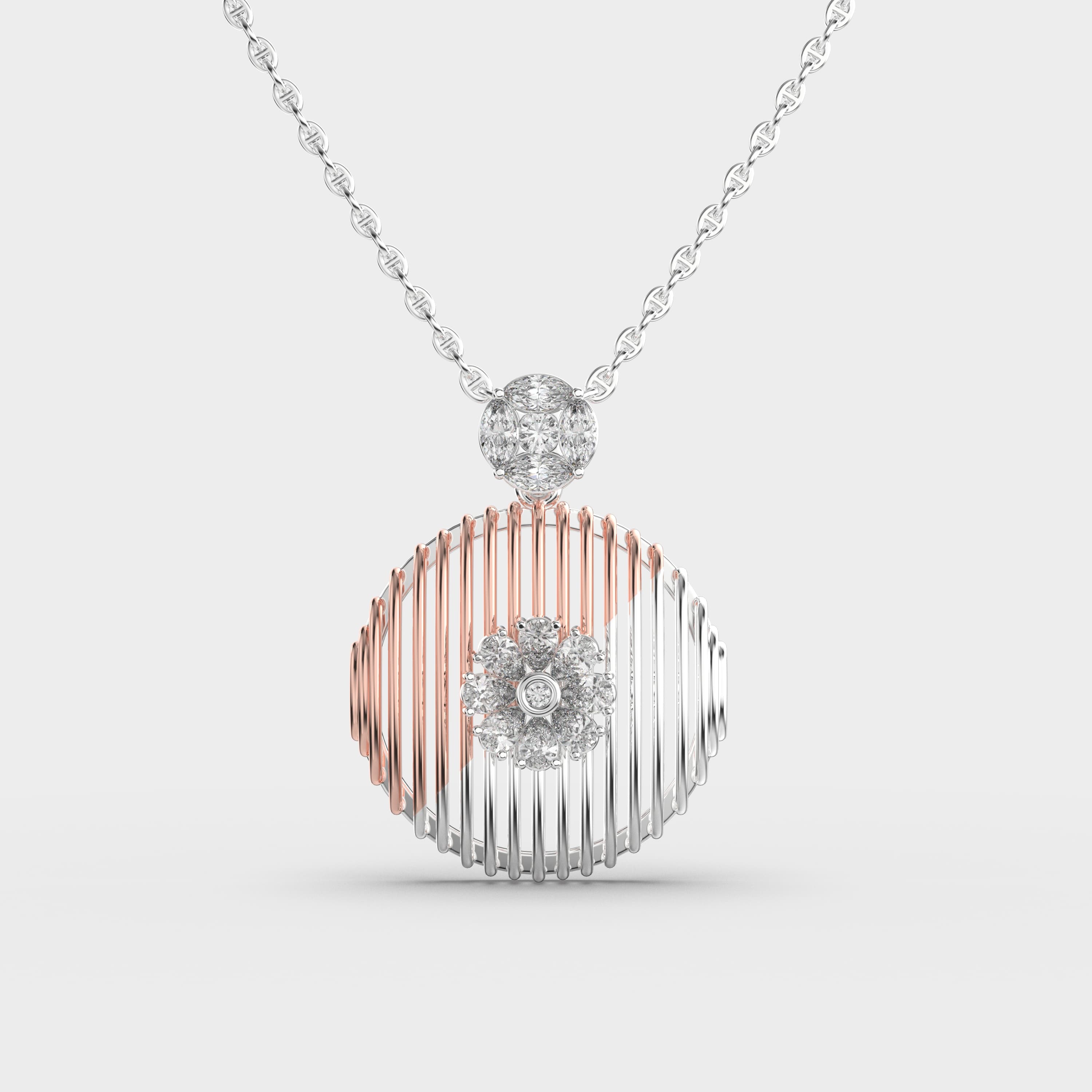 Elegant Dual Tone Diamond Pendant (Without Chain)