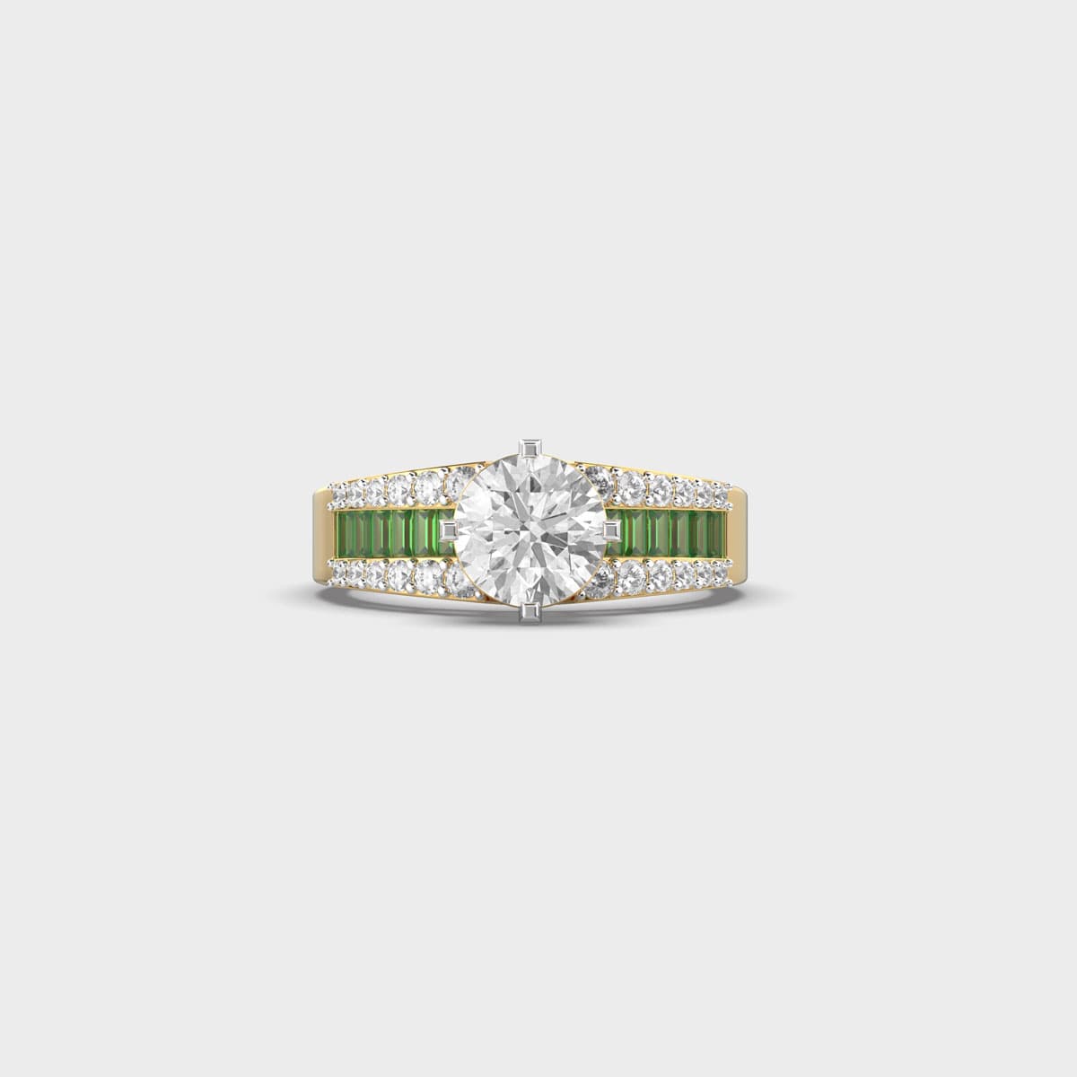 Emerald Baguette Solitaire Diamond Ring