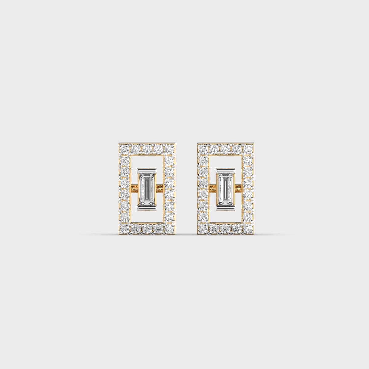 Shimmering Rectangle Baguette Diamond Stud Earrings