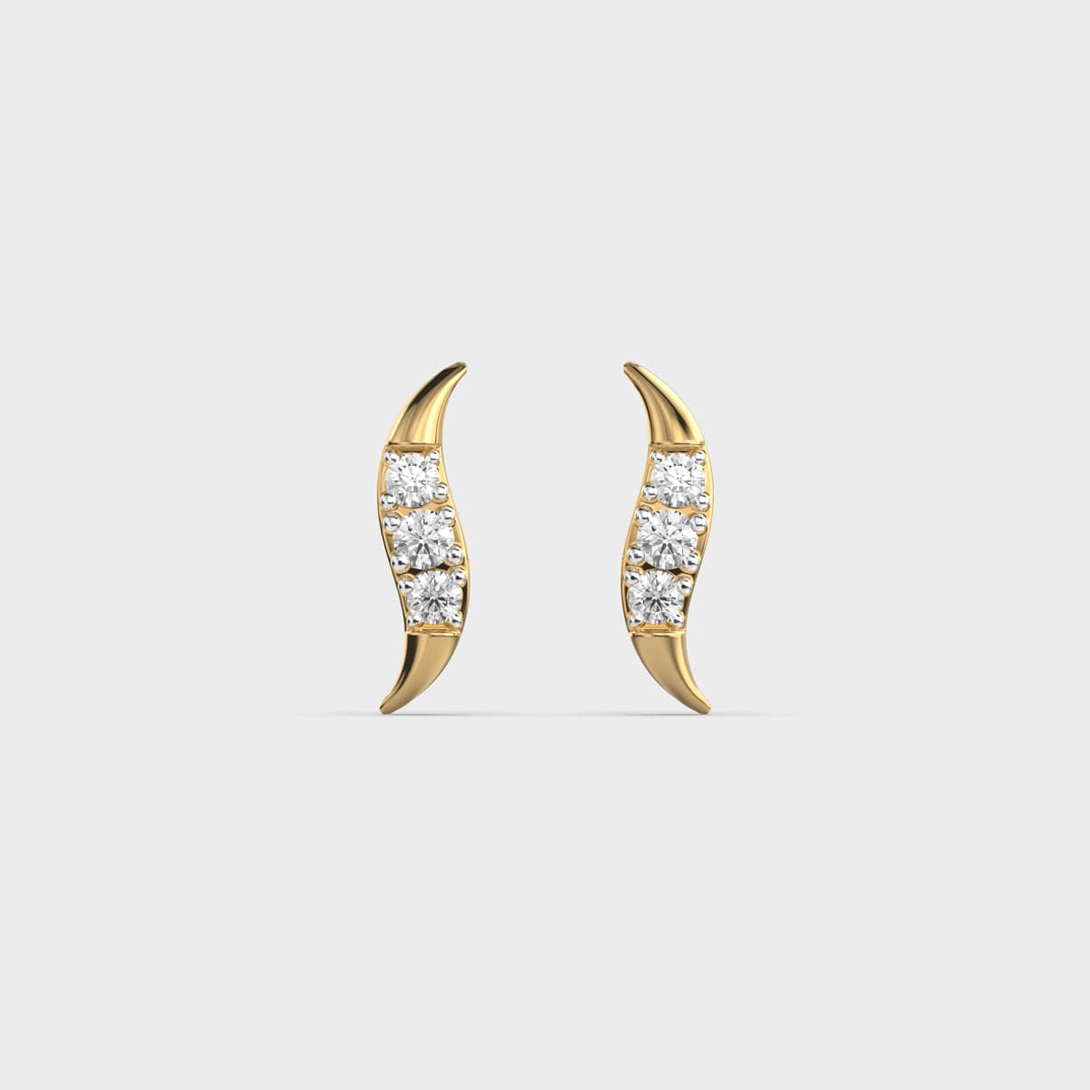 Sleek Trio diamond Ear Studs