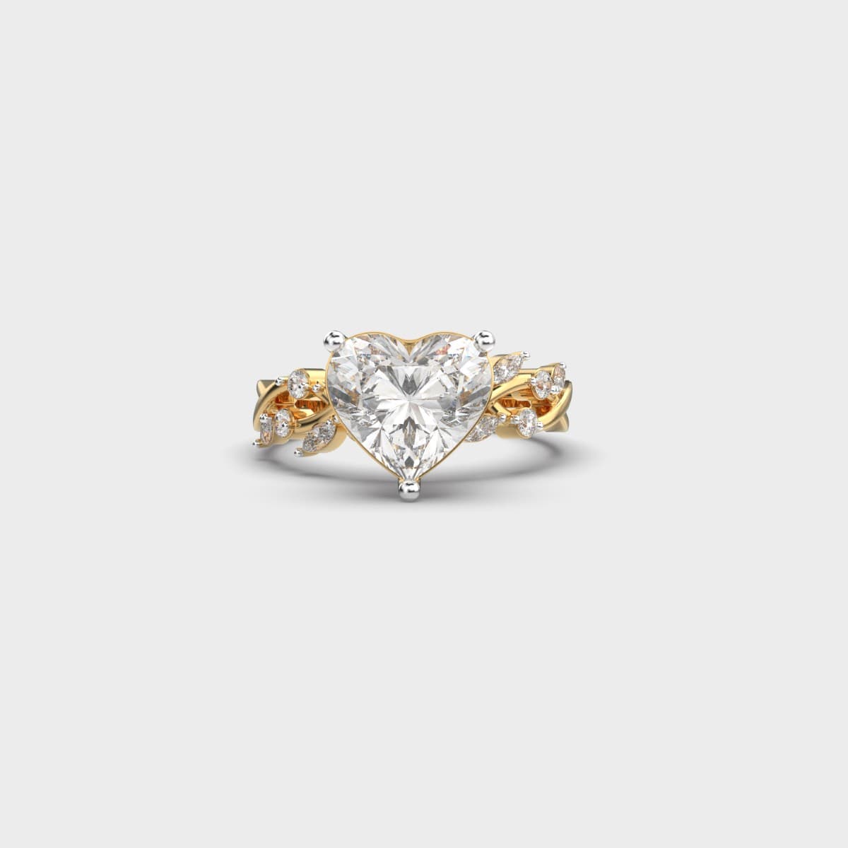 Heart Vine Solitaire Diamond Ring