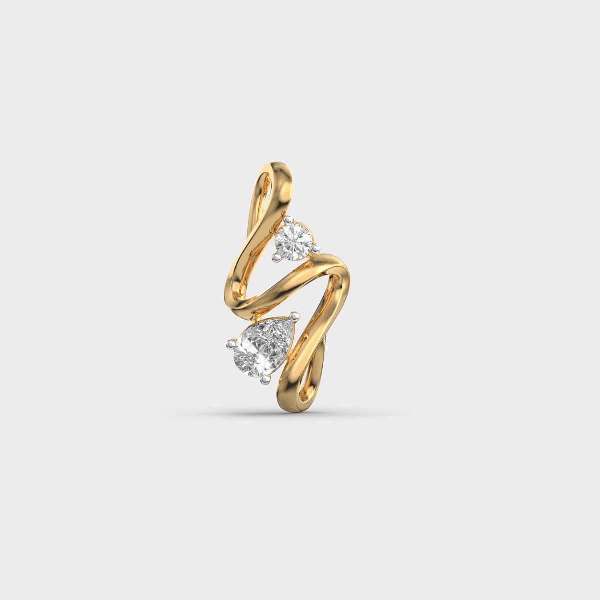 Twin Stone Swirl Diamond Pendant (Without Chain)