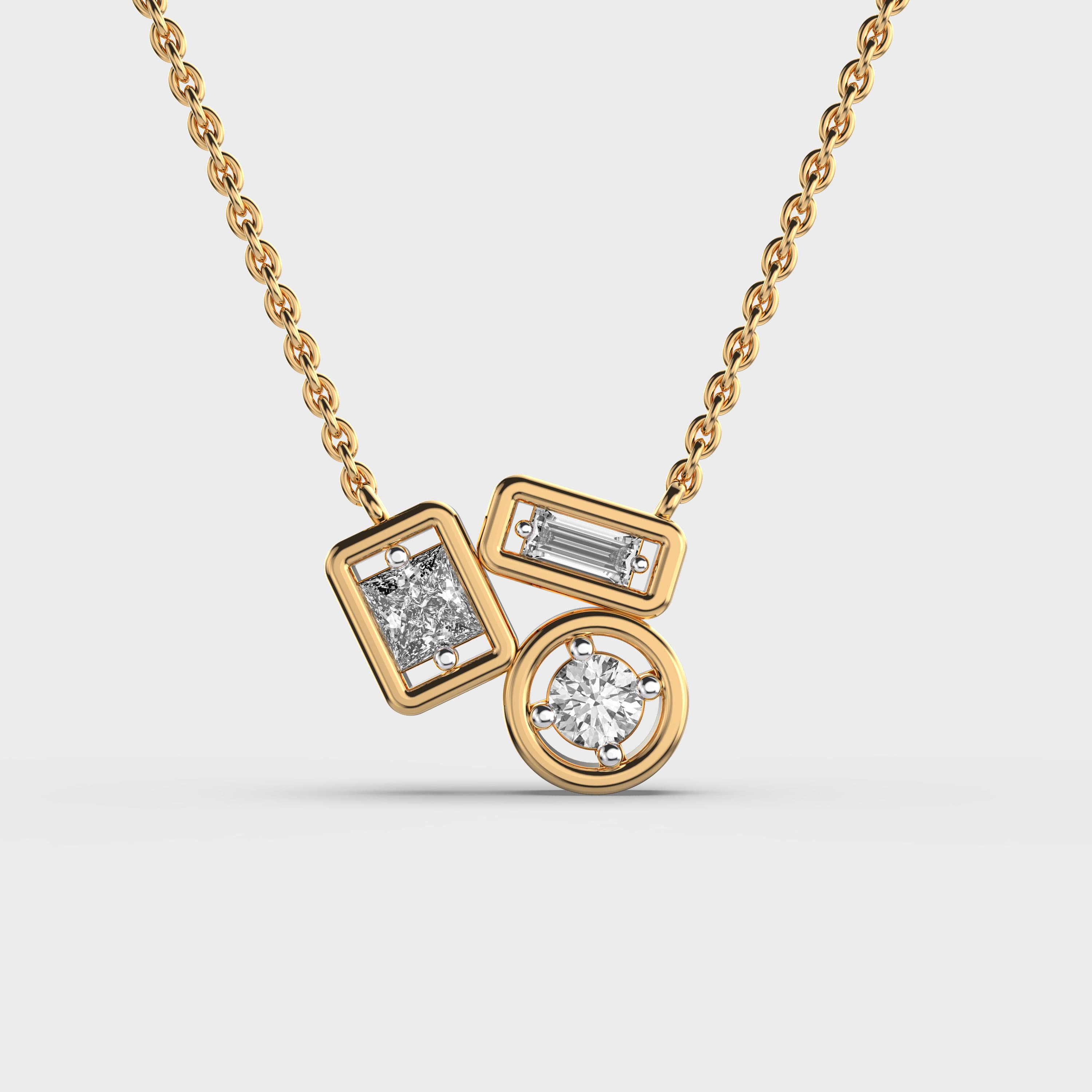 Geometric Cluster Play Diamond Pendant (With Chain)