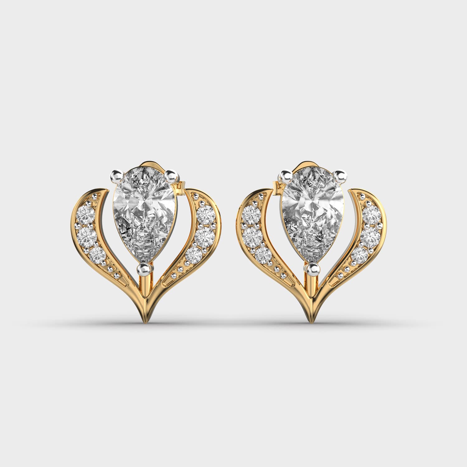 Pear Heart Cradle Diamond Studs