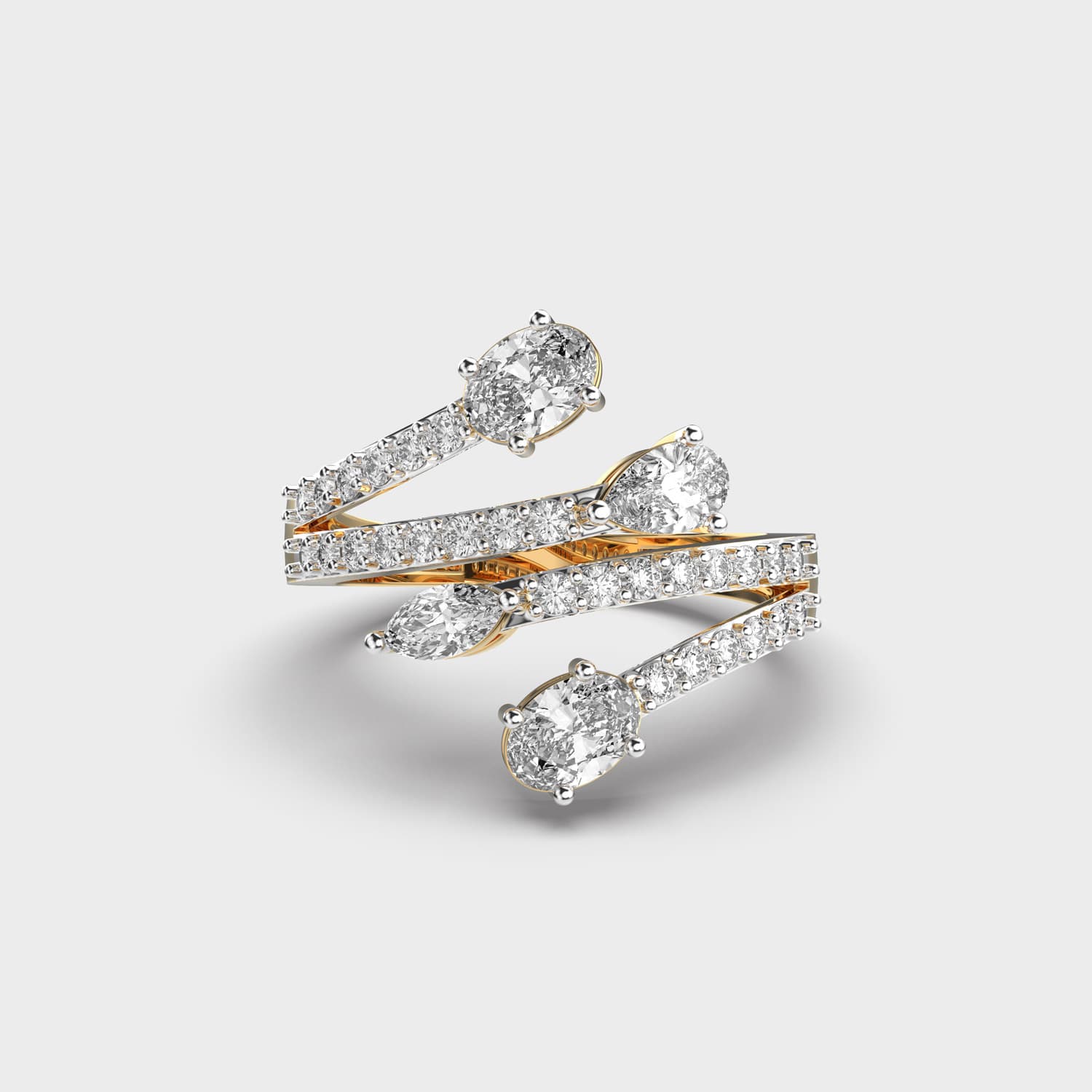 Coiled Branch Fancy Cut Diamond Ring