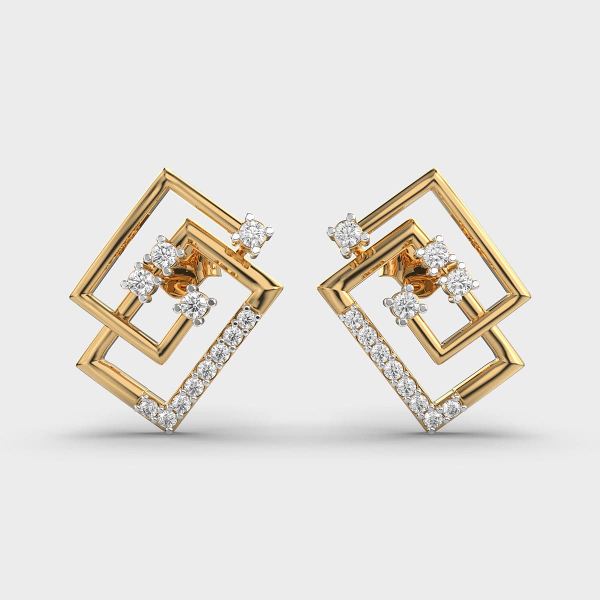 Interlocked Square Frame Diamond Studs