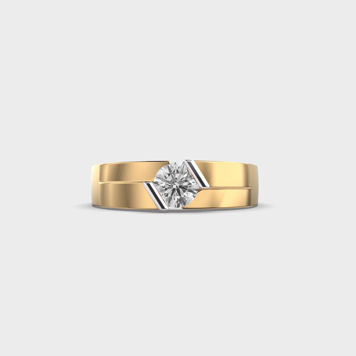 Linear Edge Solitaire Diamond Ring For Men