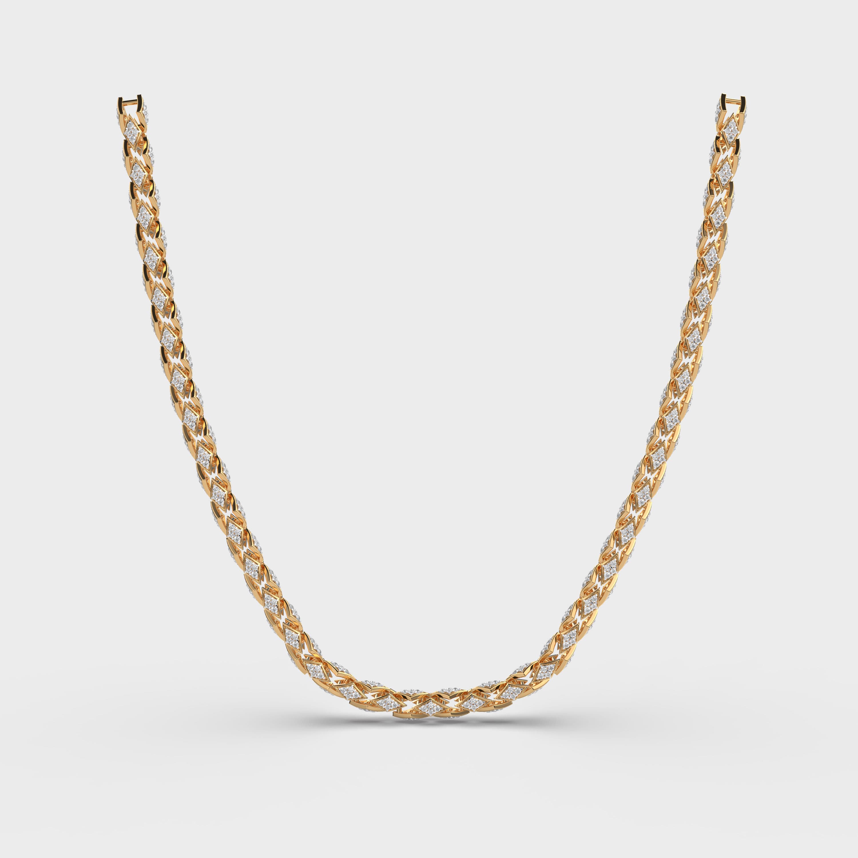 Woven Rhombus Link Diamond Necklace