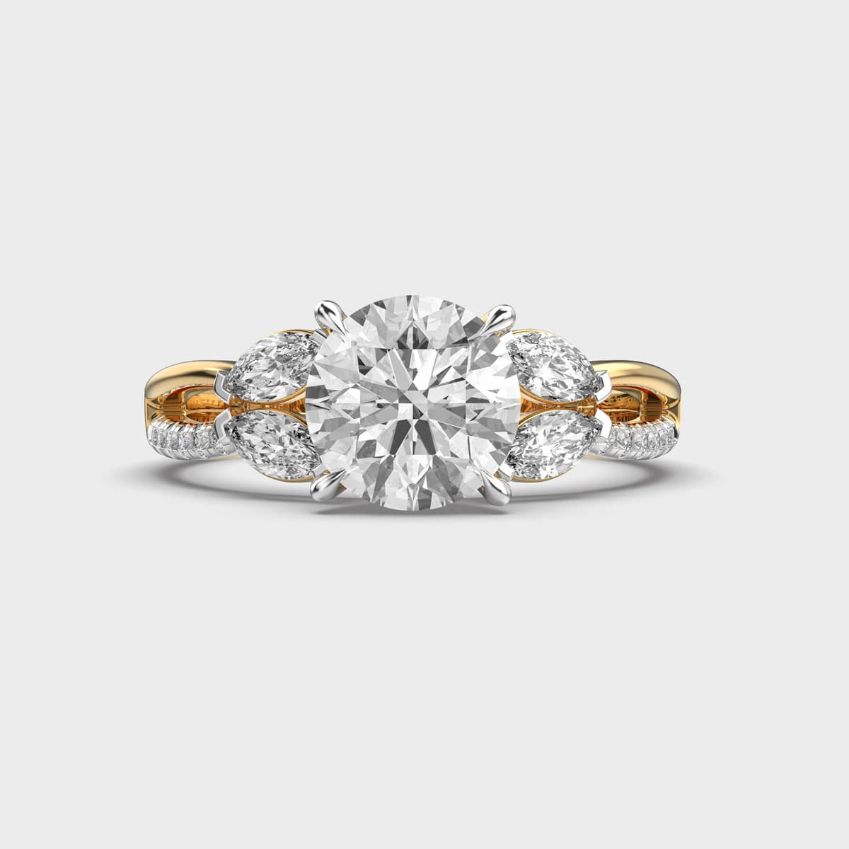 Centre Solitaire Marquise Encrusted Ring