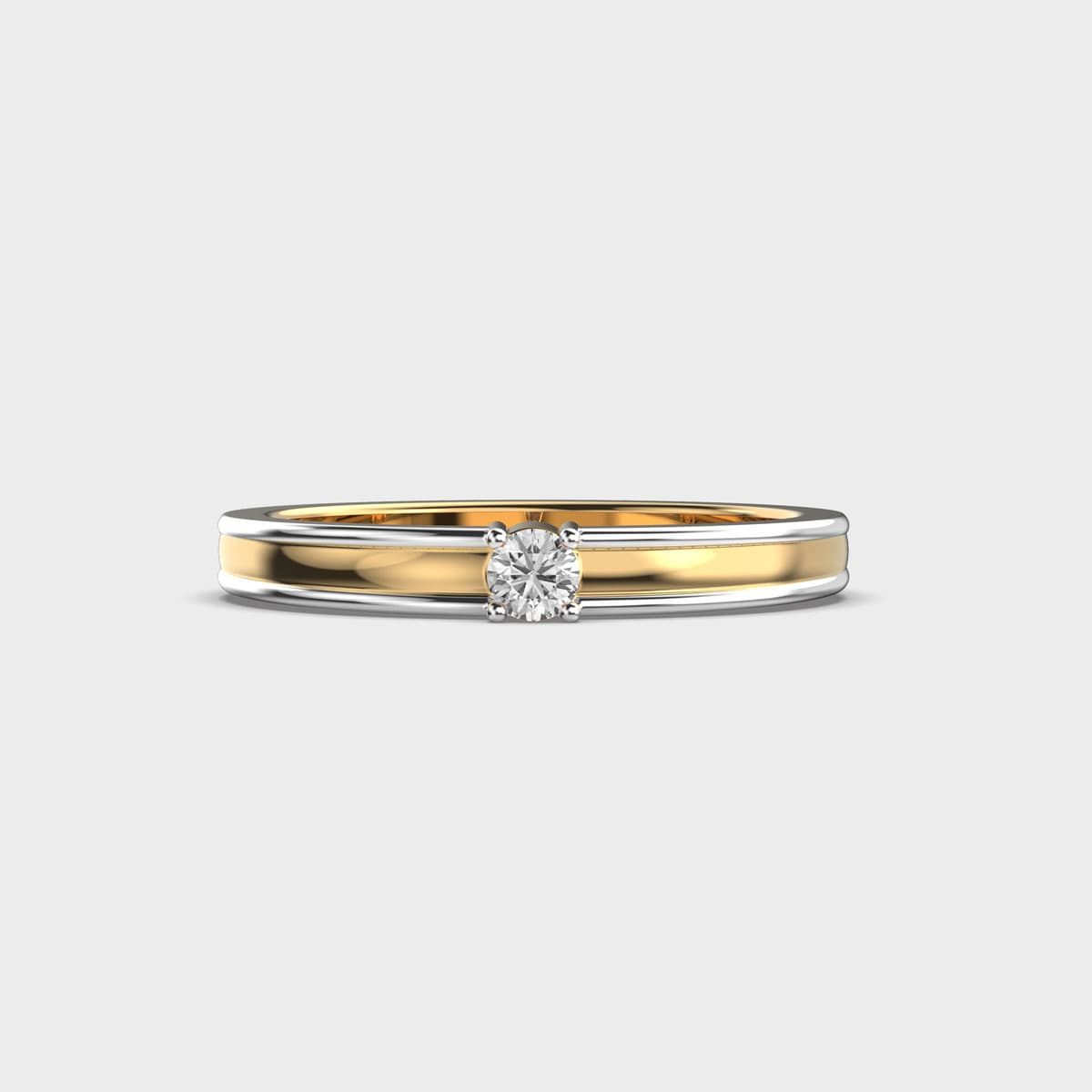 Pretty Parallel Dual Tone Diamond Band Ring