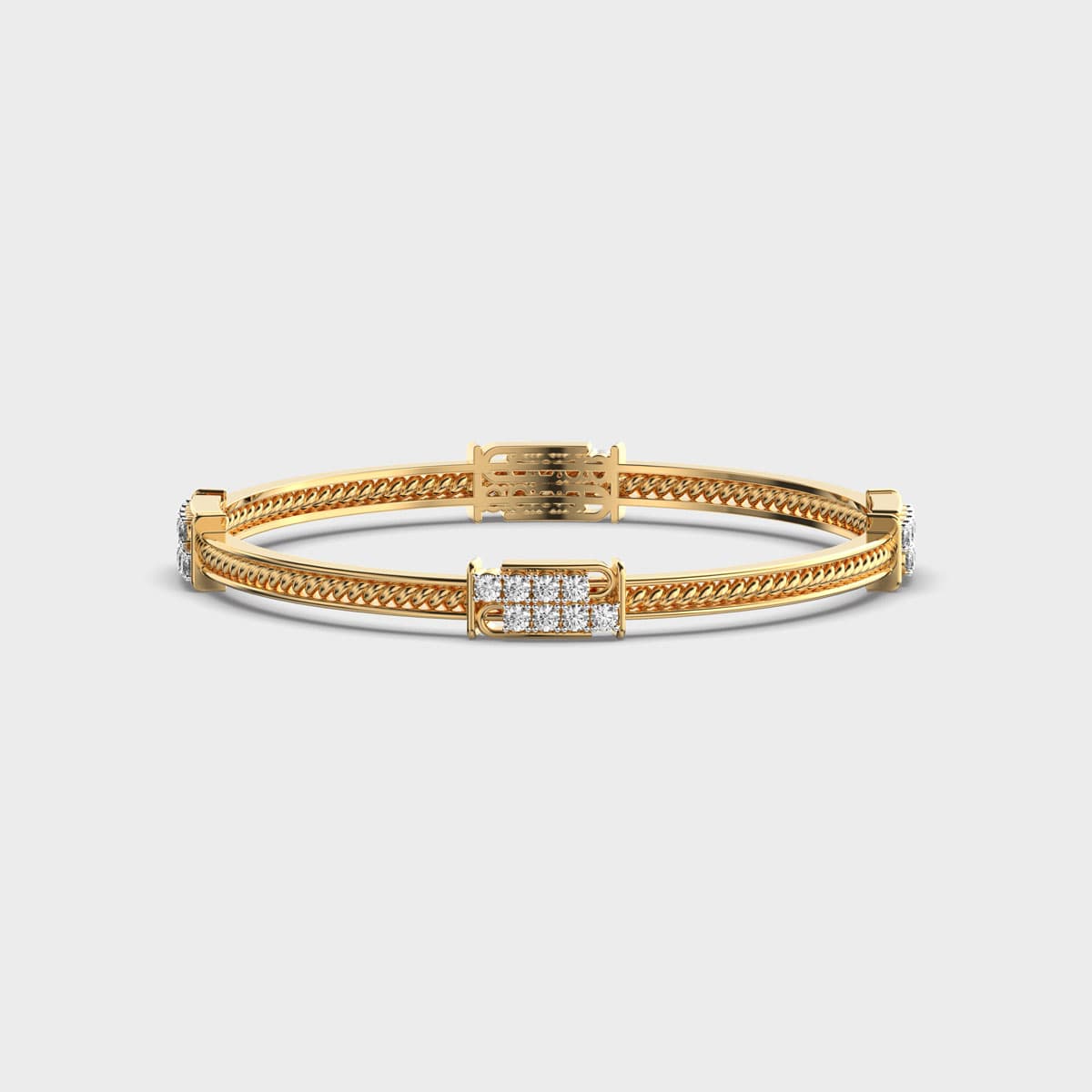 Gleaming Loop Round Cut Diamond Bangle