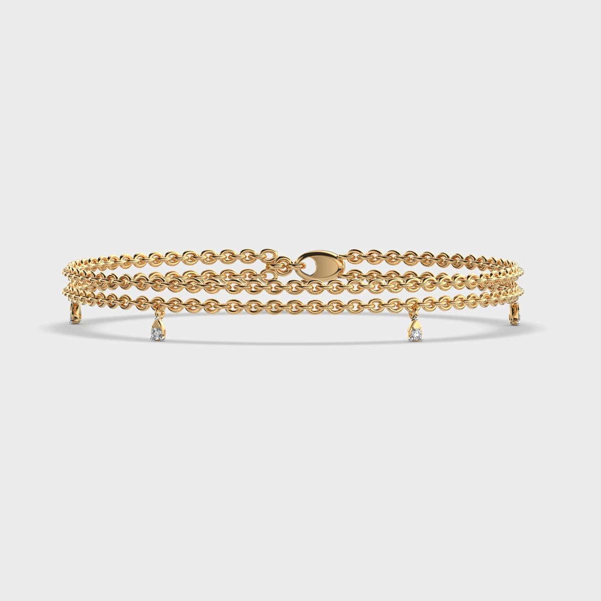 Triple Chain Bracelet with Diamonds