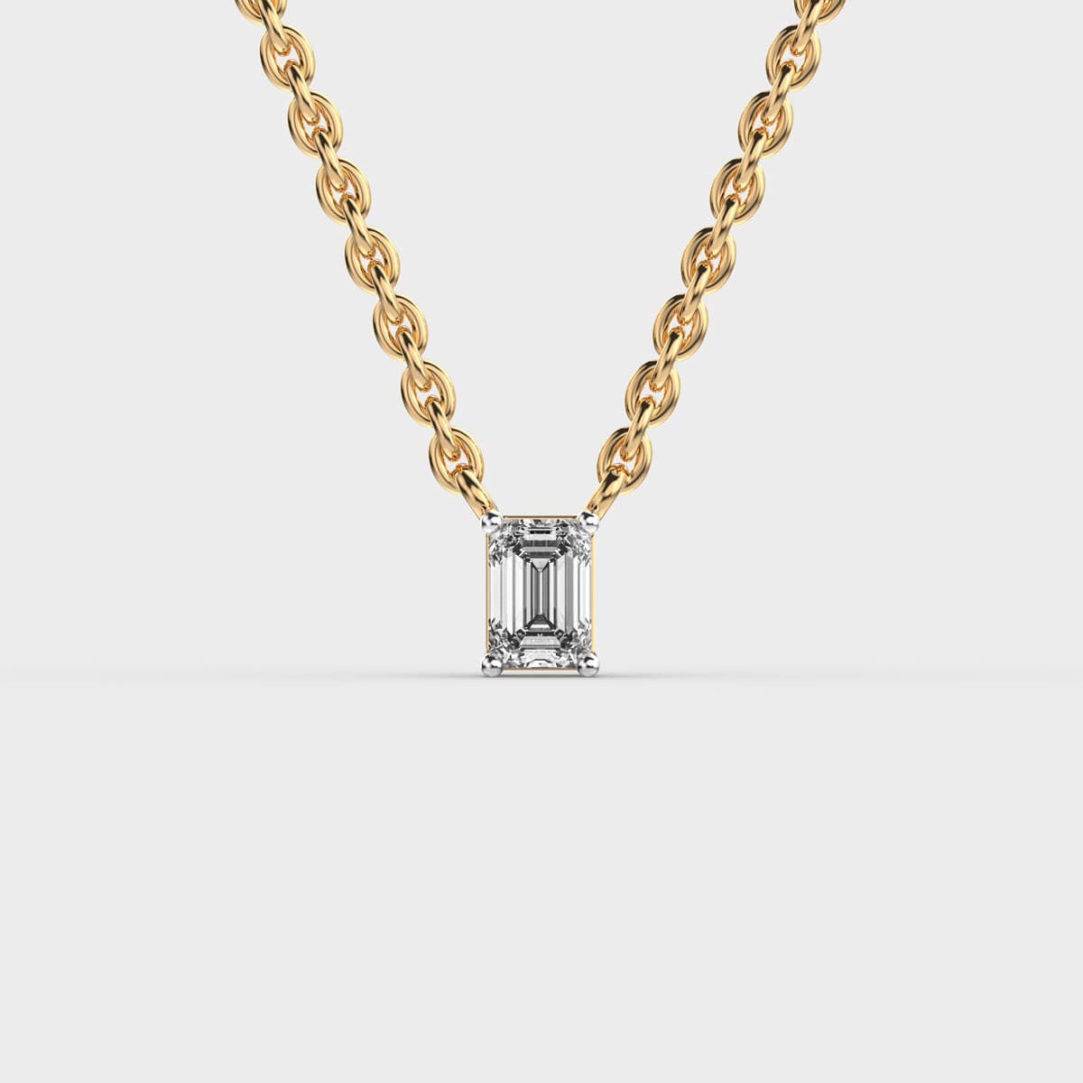 Classic Emerald Cut Diamond Pendant (With Chain)