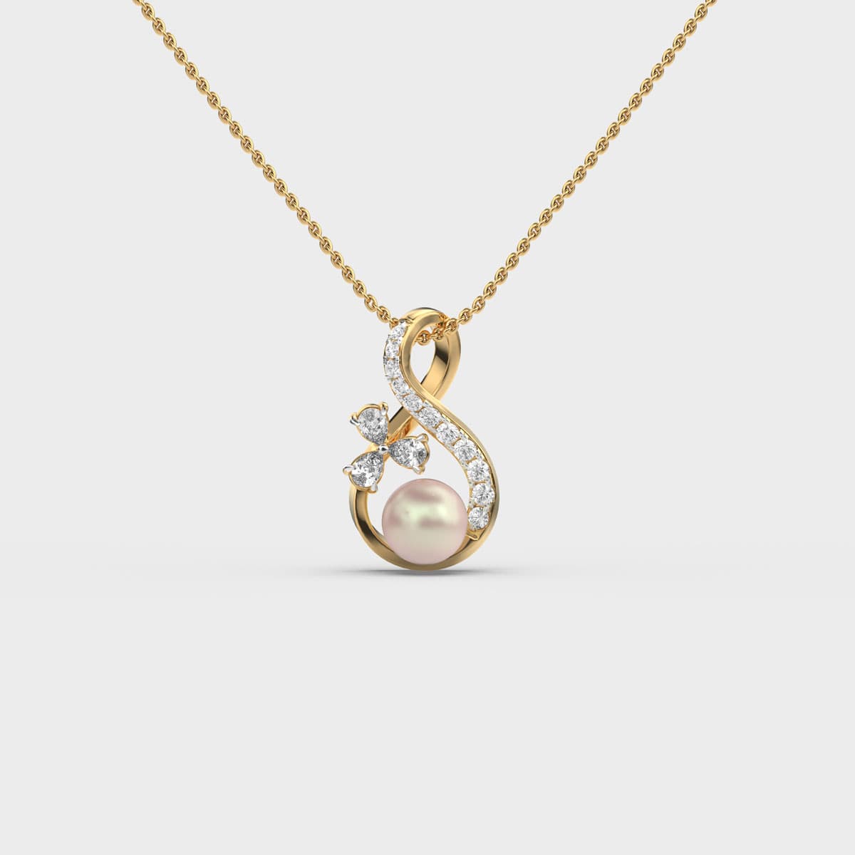 Precious Dainty Pearl Diamond Pendant (Without Chain)