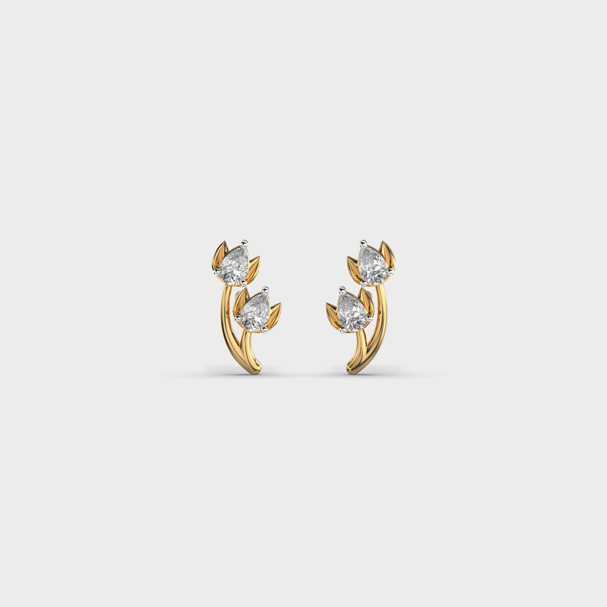 Blooming Minimal Tulip Diamond Ear Studs