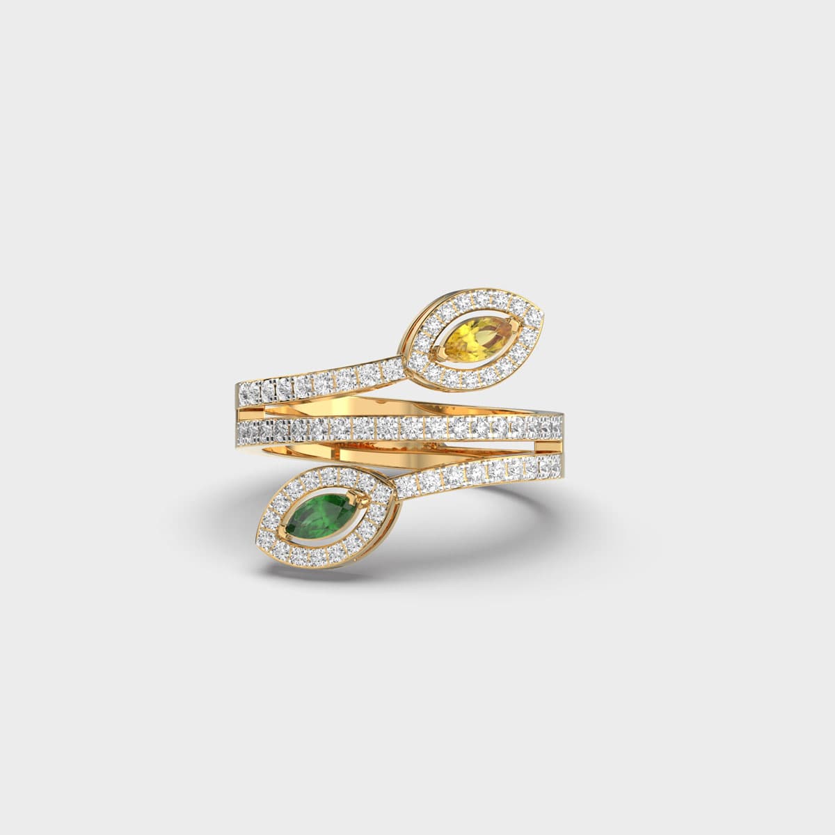Wrapped Marquise Duo Halo Diamond Ring