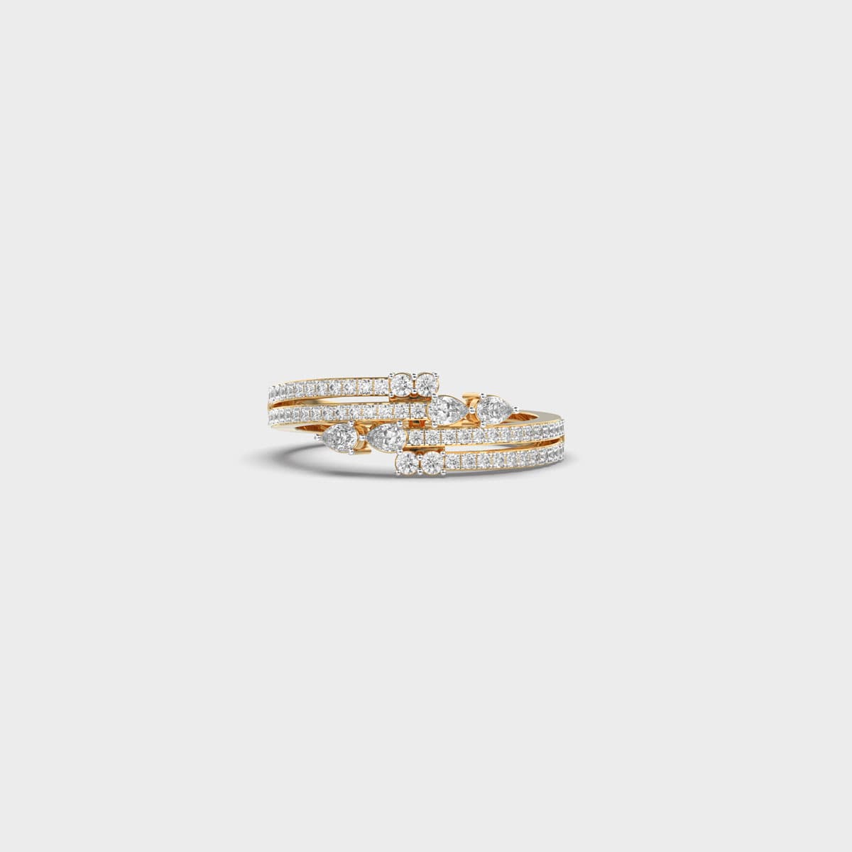 Staggered Pear Cluster Diamond Ring