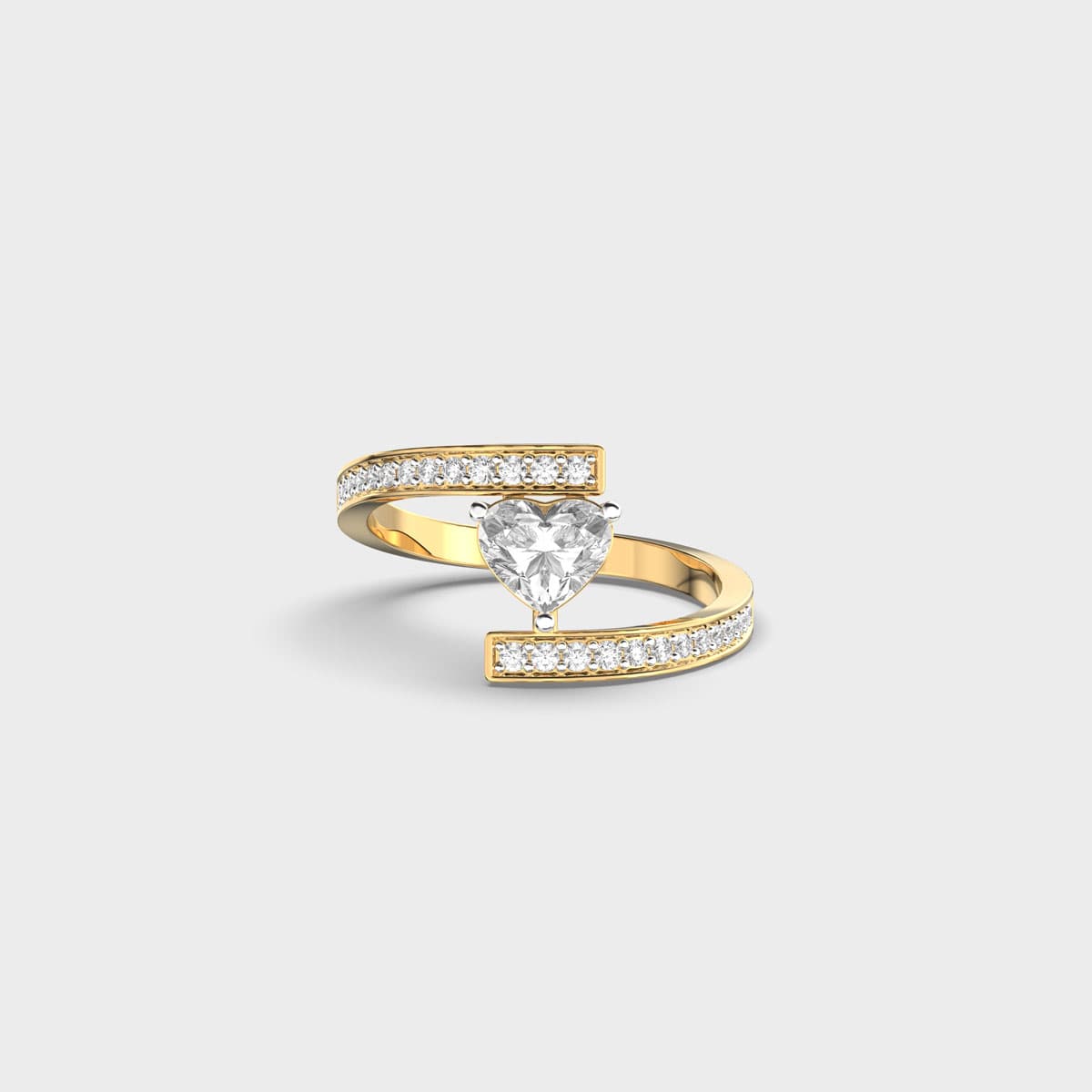 Suspended Heart Crossover Diamond Ring