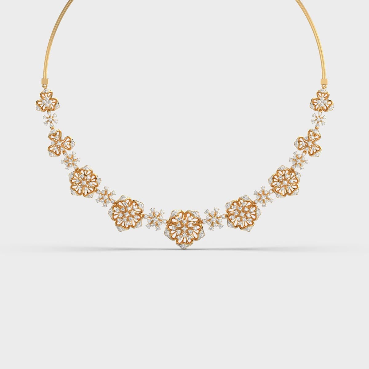 Rosette Bloom Cluster Diamond Necklace