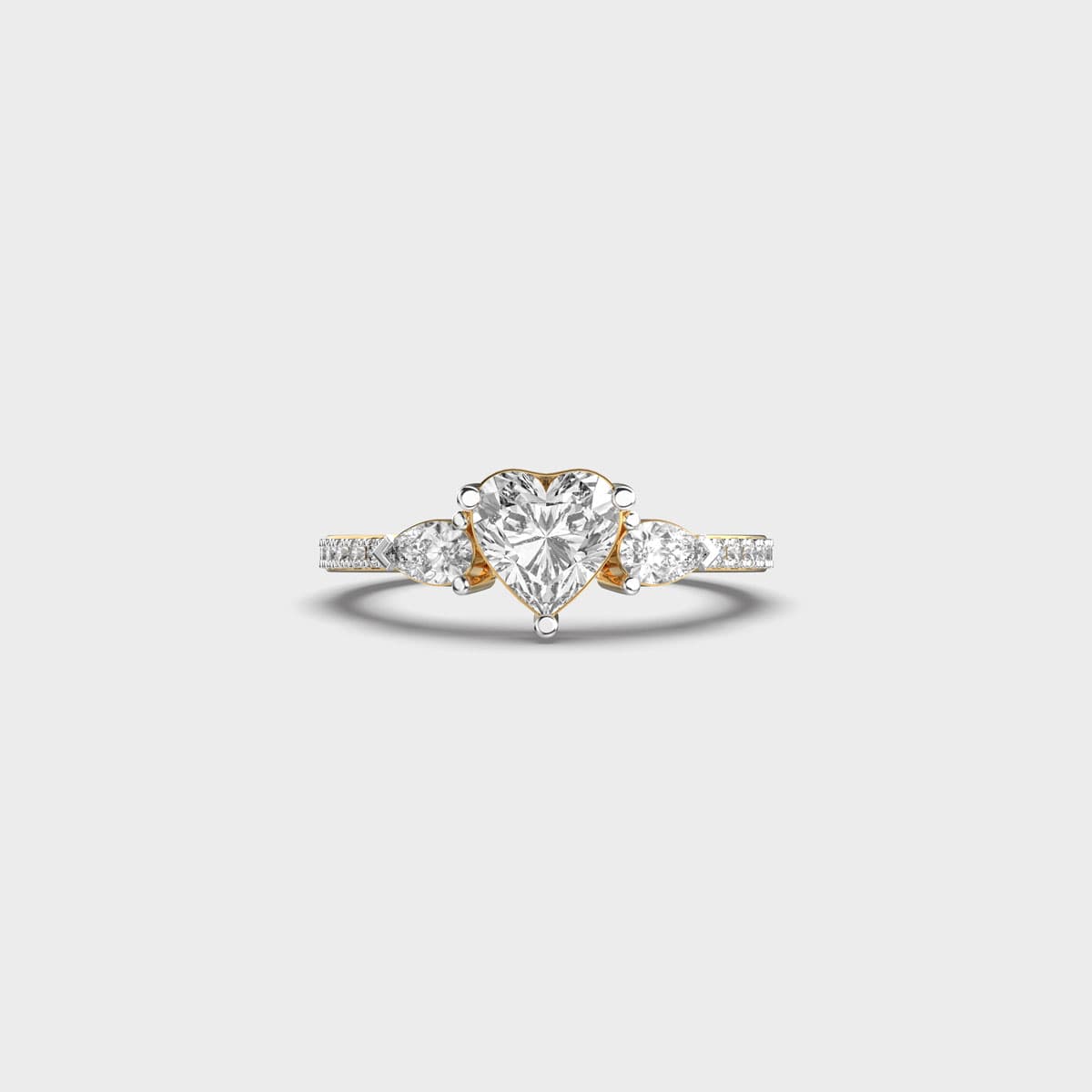 Heart Solitaire Pear Shoulder Diamond Ring