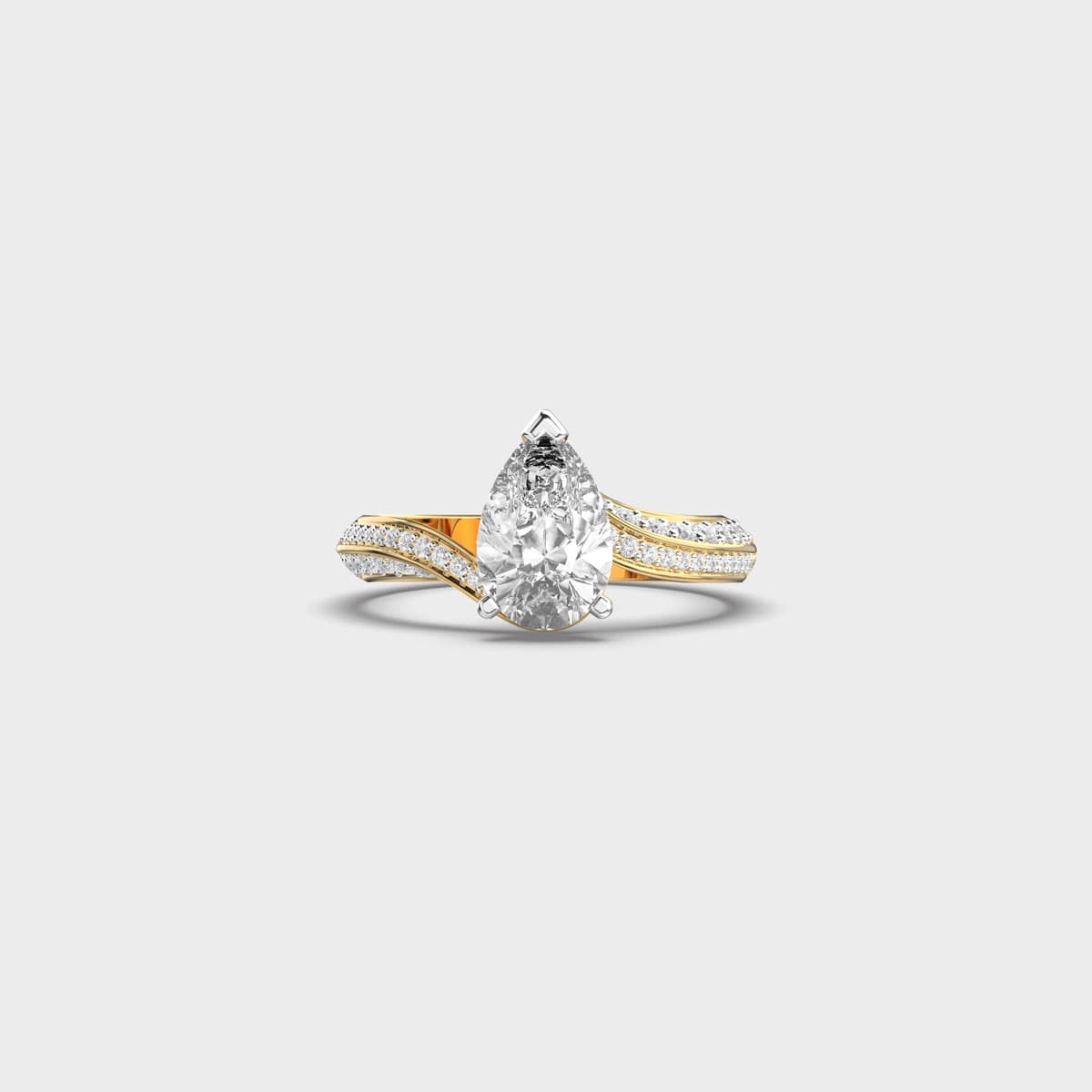 Pear Solitaire Swirl Shoulder Diamond Ring