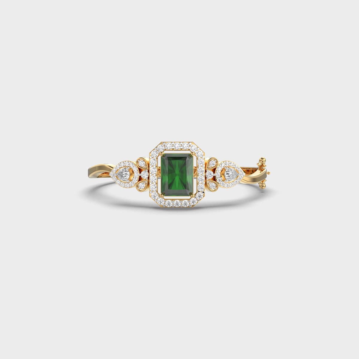 Emerald Vintage Halo Diamond Bracelet