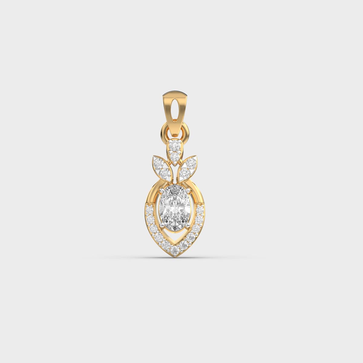 Oval Bud Marquise Leaf Diamond Pendant (Without Chain)