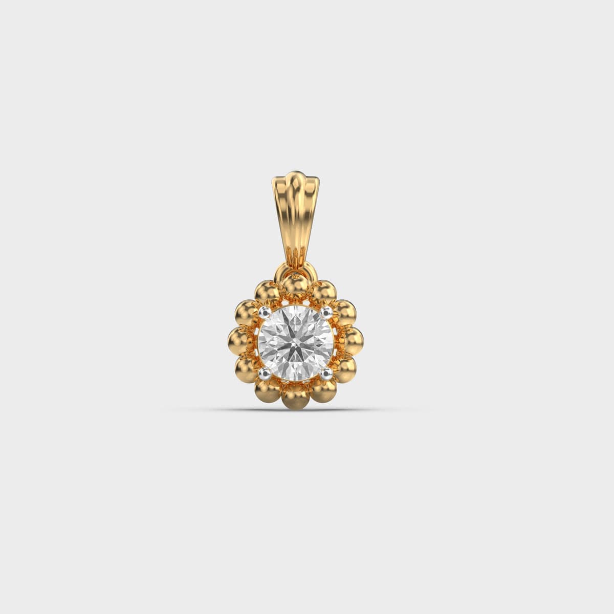 Beaded Bloom Round Diamond Pendant (Without Chain)