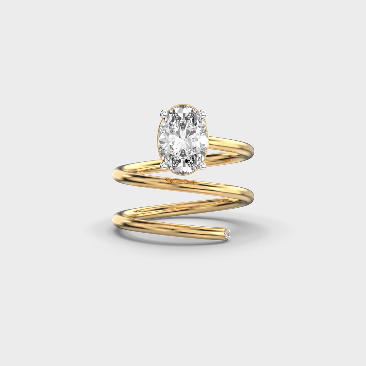 Coiled Wrap Oval Solitaire Diamond Ring