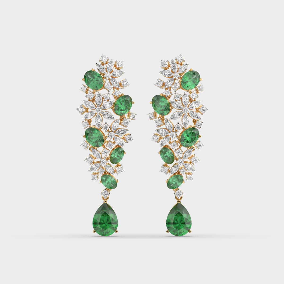 Verdant Cascade Green Stone Diamond Drops