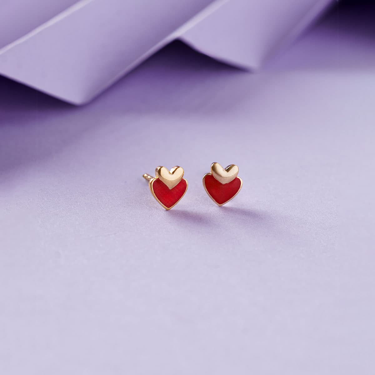 Red Heart Charm Ear Studs For Kids
