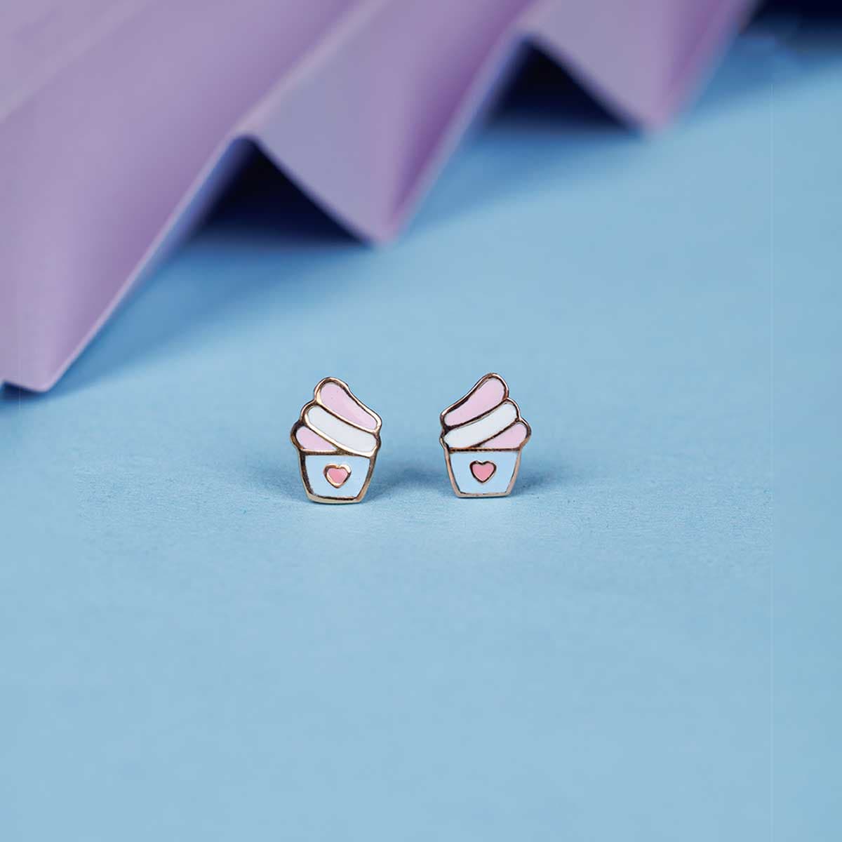 Cupcake Charm Ear Studs For Kids