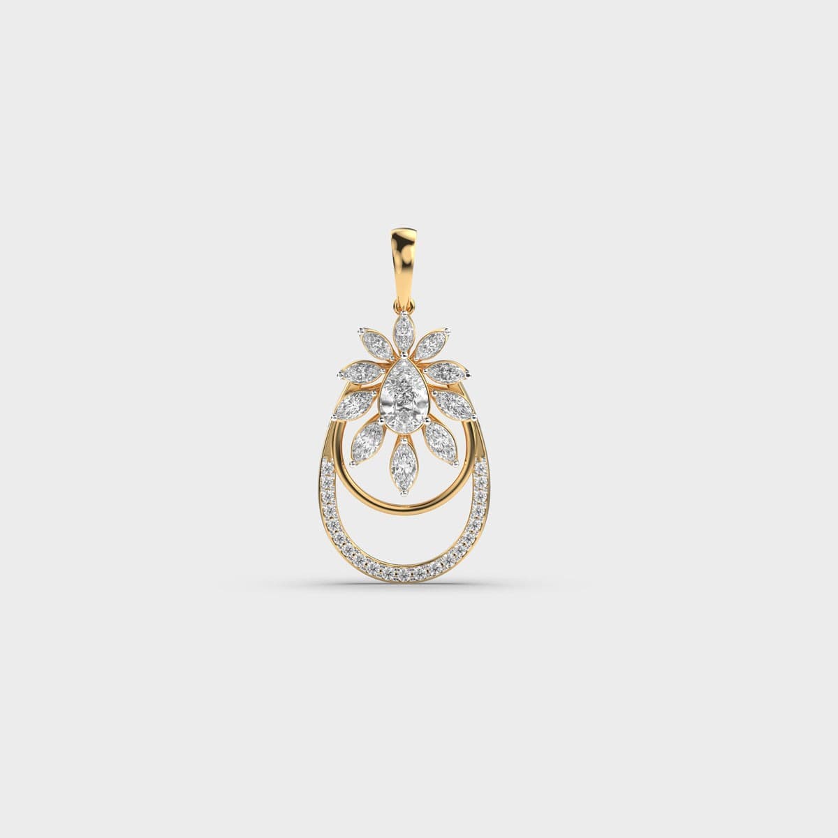 Marquise Cut Flower Diamond Pendant (Without Chain)